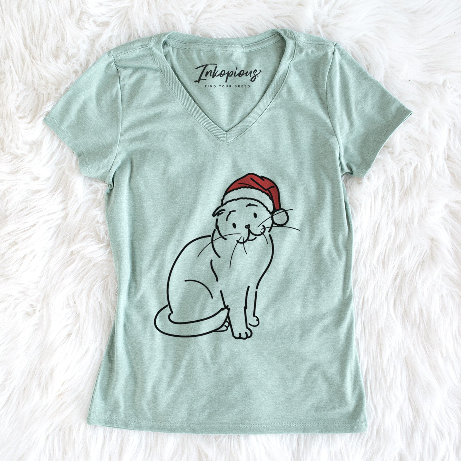 Jolly Scottish Fold Cat - Hank - Women's Perfect V-neck Shirt