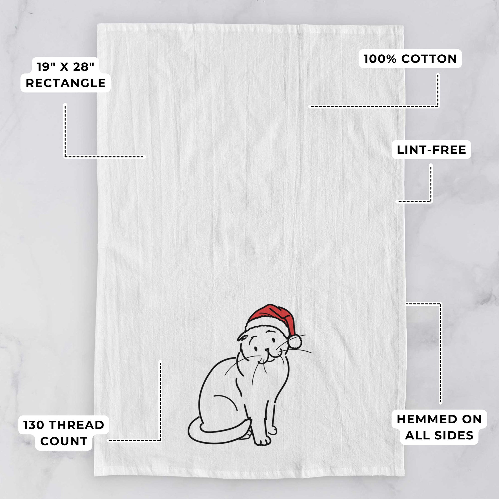 Jolly Scottish Fold Cat - Hank - Tea Towel
