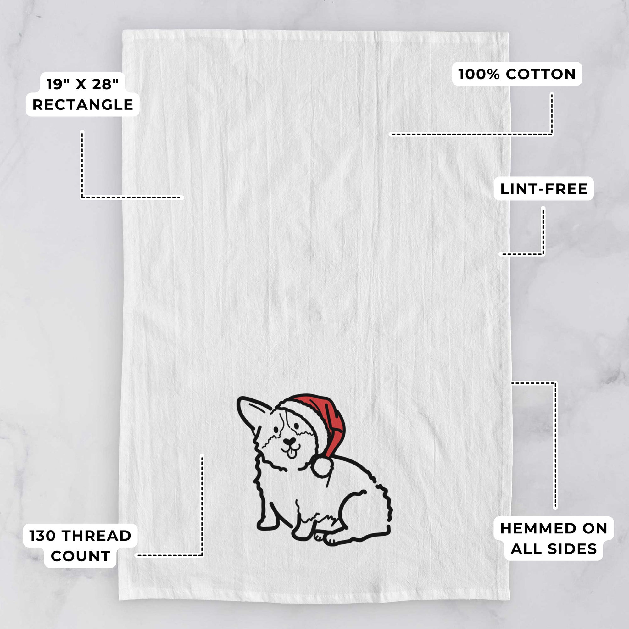 Jolly Pembroke Welsh Corgi - Millie - Tea Towel