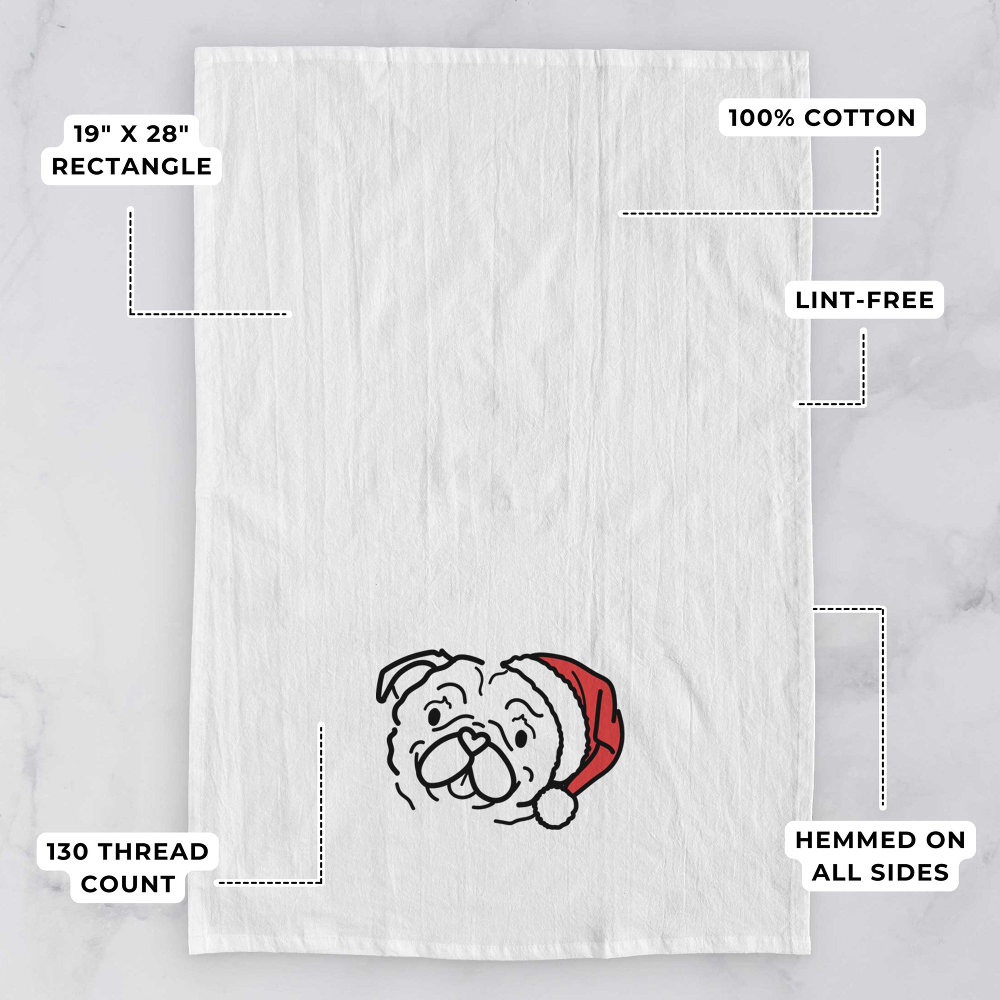 Jolly Pug - Pip - Tea Towel