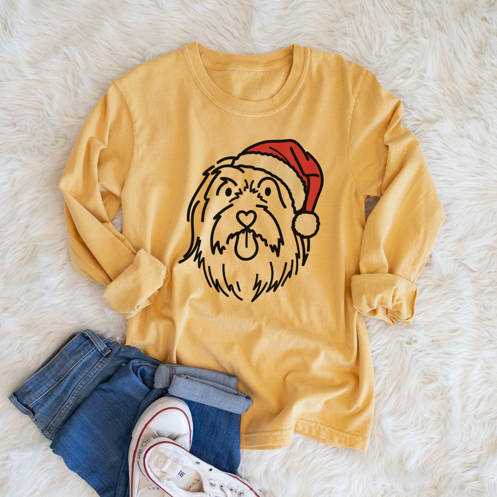 Jolly Bearded Collie - Tucker - Heavyweight 100% Cotton Long Sleeve