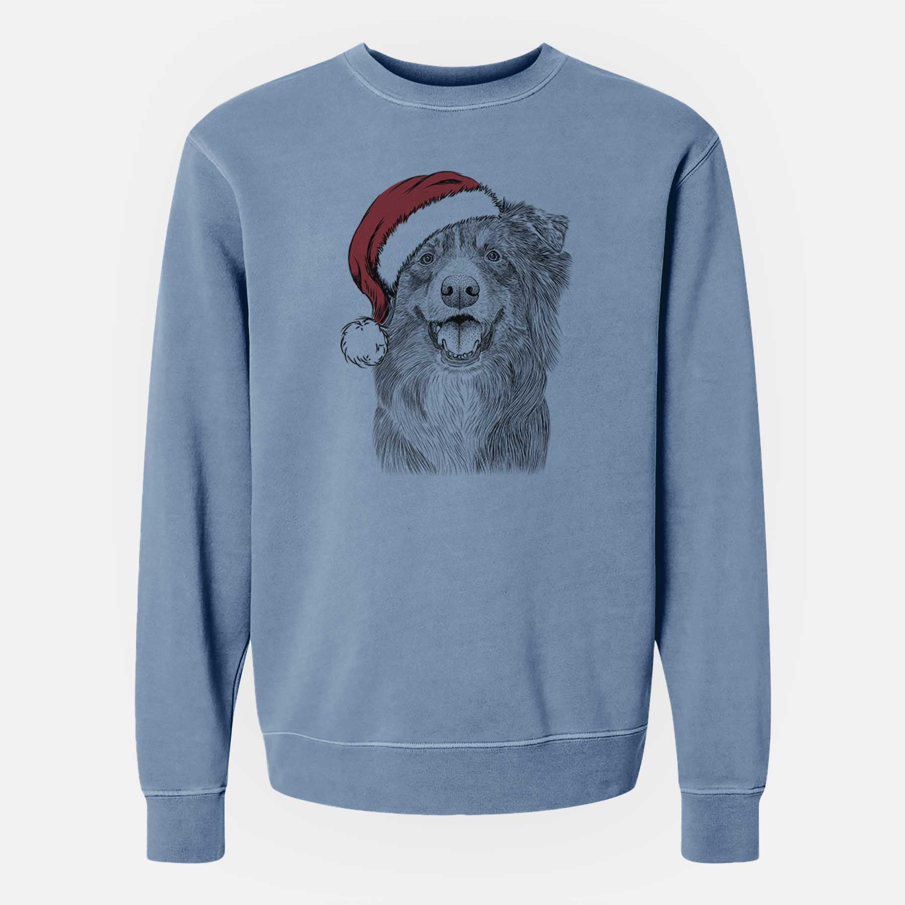 Santa Aussie Parker the Australian Shepherd - Unisex Pigment Dyed Crew Sweatshirt