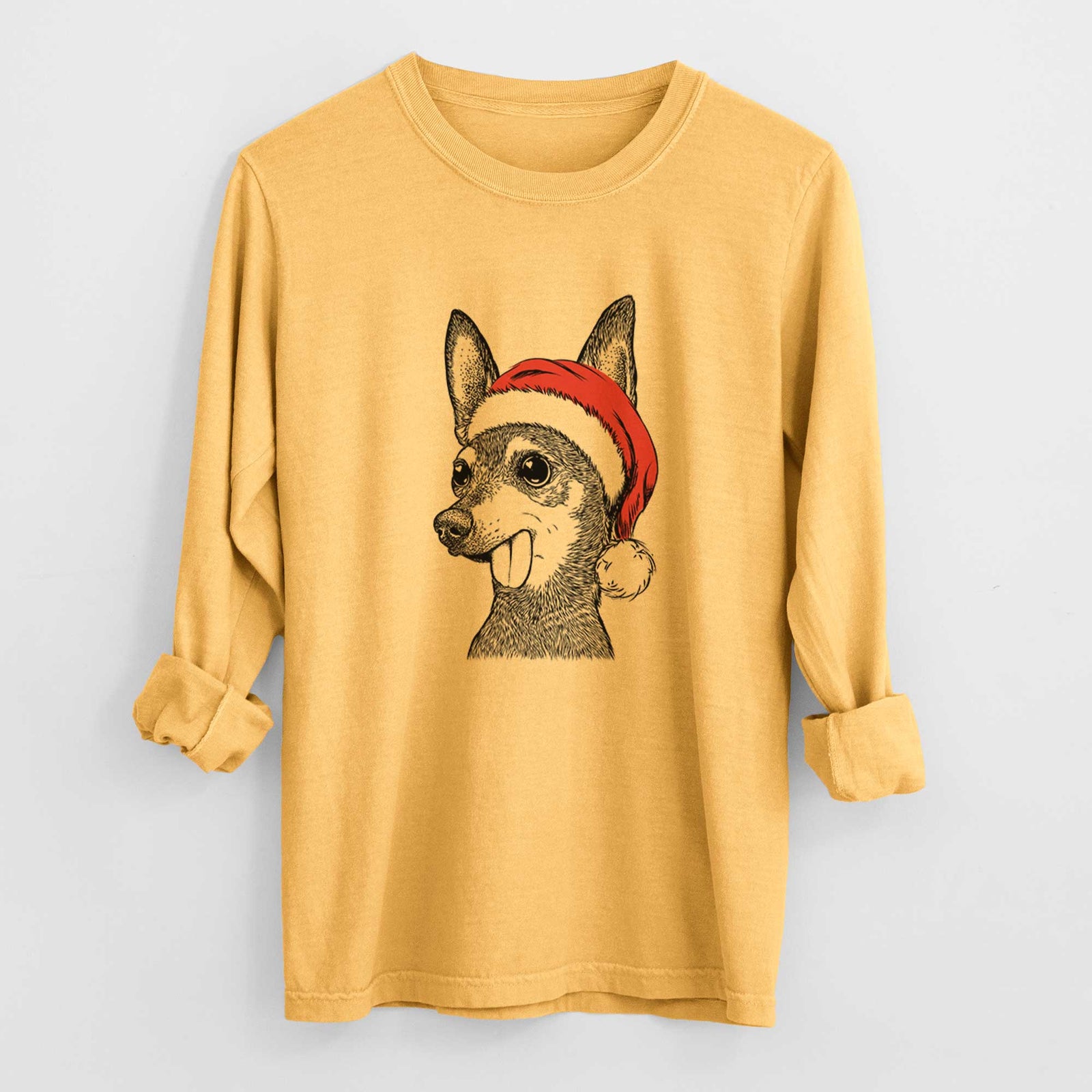 Santa Aaron the Chihuahua - Men's Heavyweight 100% Cotton Long Sleeve
