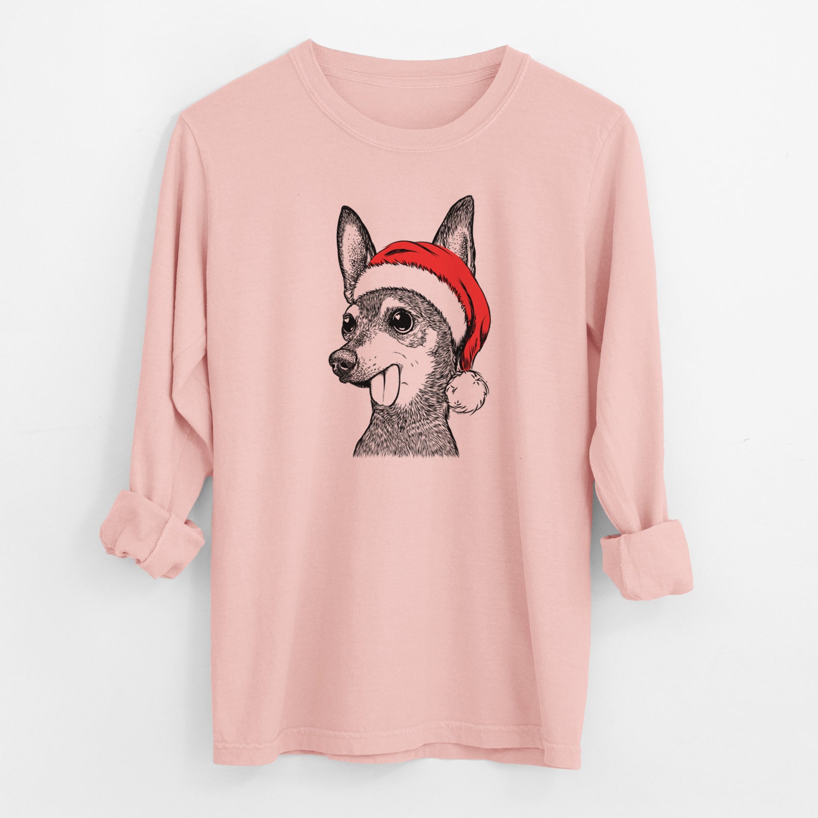 Santa Aaron the Chihuahua - Men's Heavyweight 100% Cotton Long Sleeve