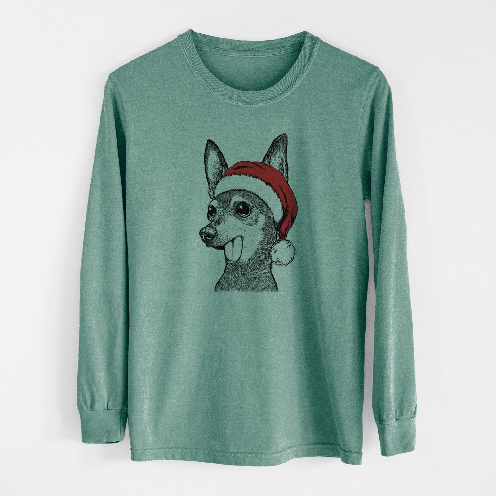 Santa Aaron the Chihuahua - Men's Heavyweight 100% Cotton Long Sleeve