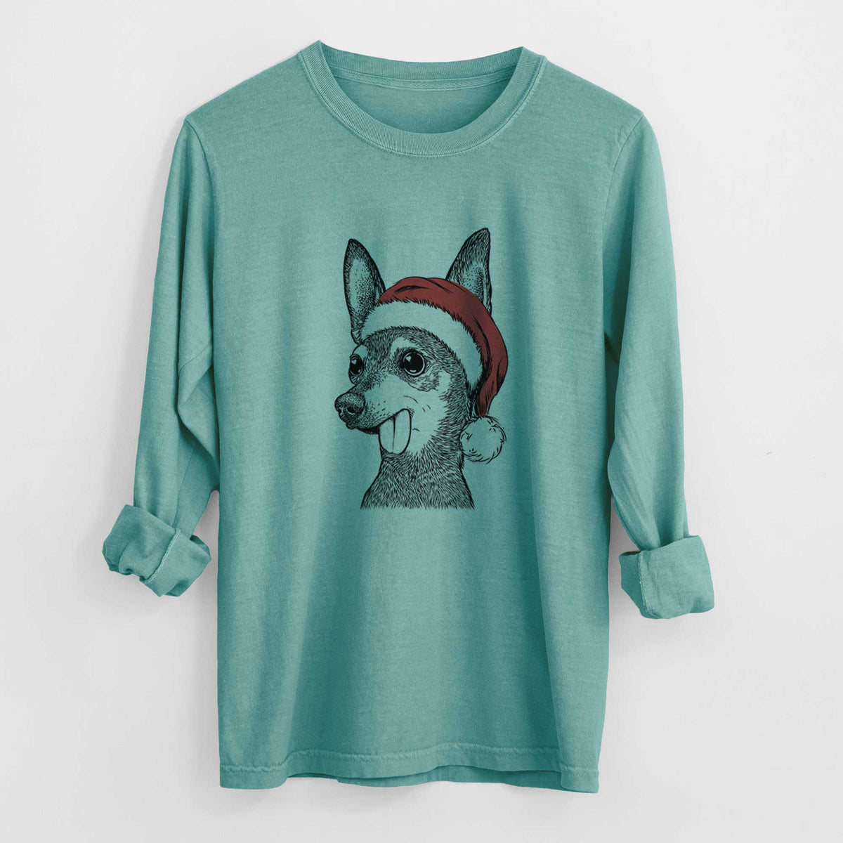 Santa Aaron the Chihuahua - Men's Heavyweight 100% Cotton Long Sleeve