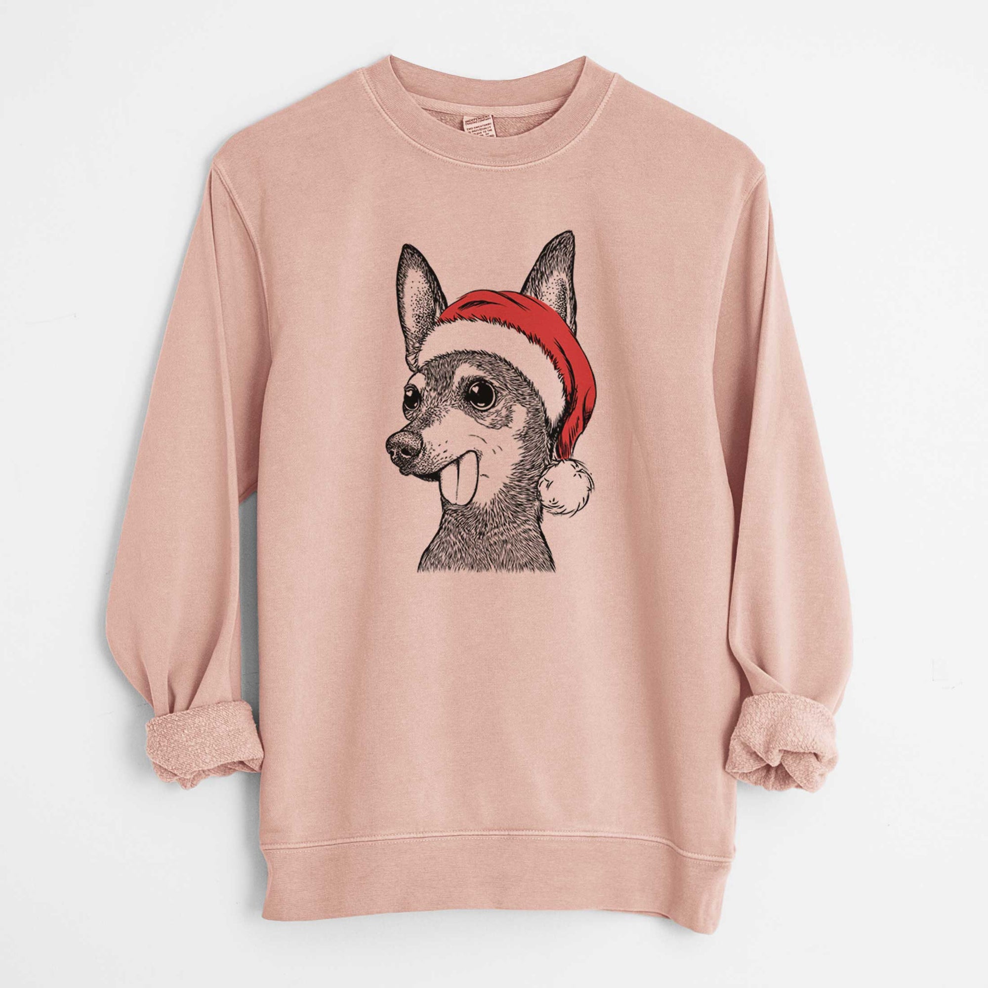 Santa Aaron the Chihuahua - Unisex Pigment Dyed Crew Sweatshirt