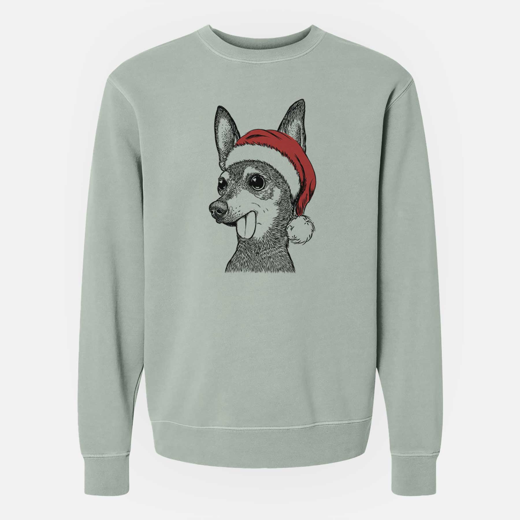 Santa Aaron the Chihuahua - Unisex Pigment Dyed Crew Sweatshirt