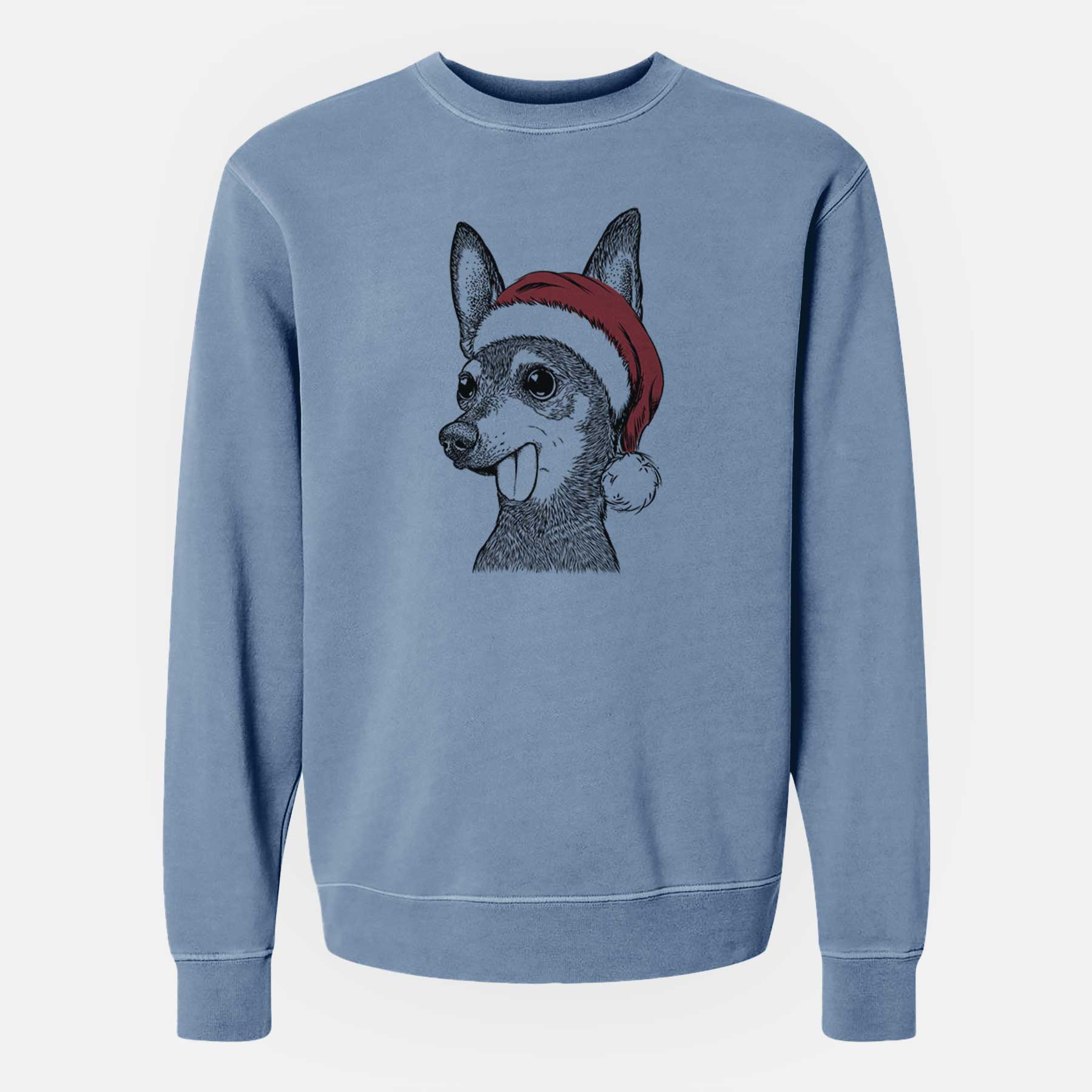 Santa Aaron the Chihuahua - Unisex Pigment Dyed Crew Sweatshirt