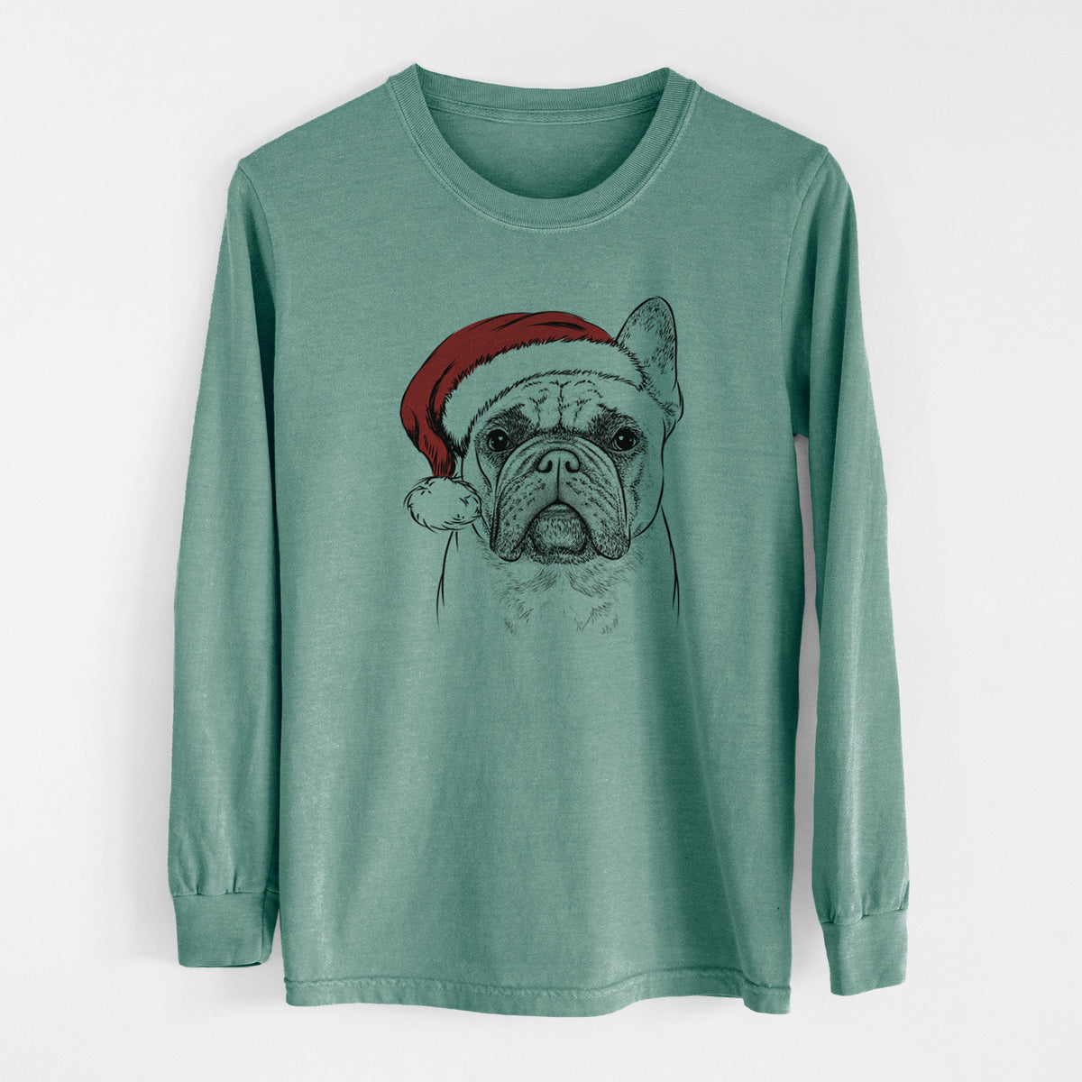Santa Acelynn the French Bulldog - Men's Heavyweight 100% Cotton Long Sleeve