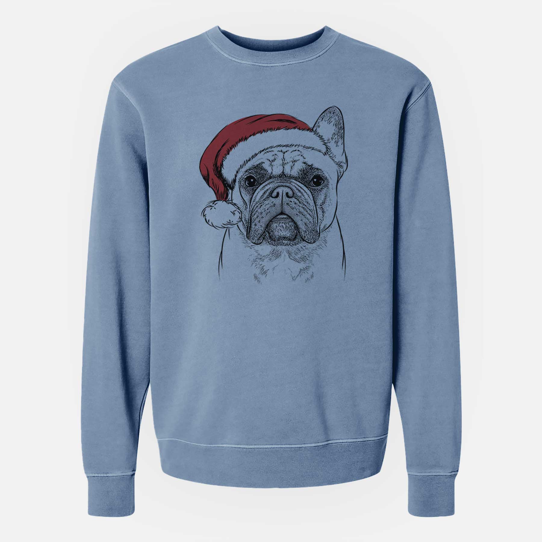 Santa Acelynn the French Bulldog - Unisex Pigment Dyed Crew Sweatshirt