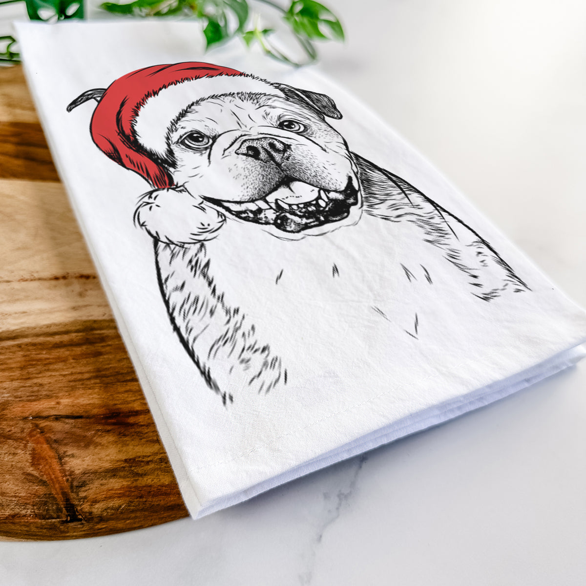 Agatha the Boston Bulldog Tea Towel