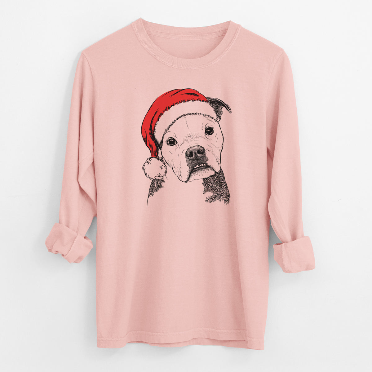 Santa Aggy the Olde English Bulldogge - Men's Heavyweight 100% Cotton Long Sleeve