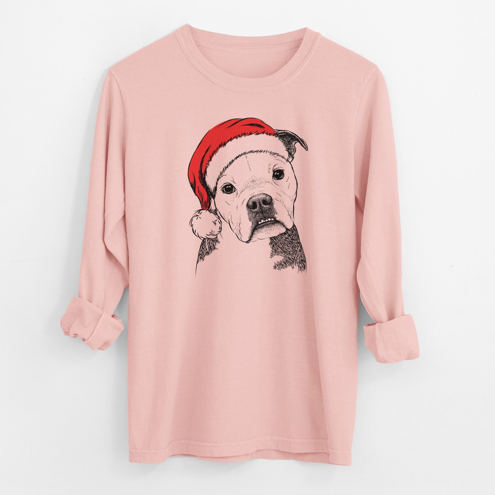 Santa Aggy the Olde English Bulldogge - Men's Heavyweight 100% Cotton Long Sleeve