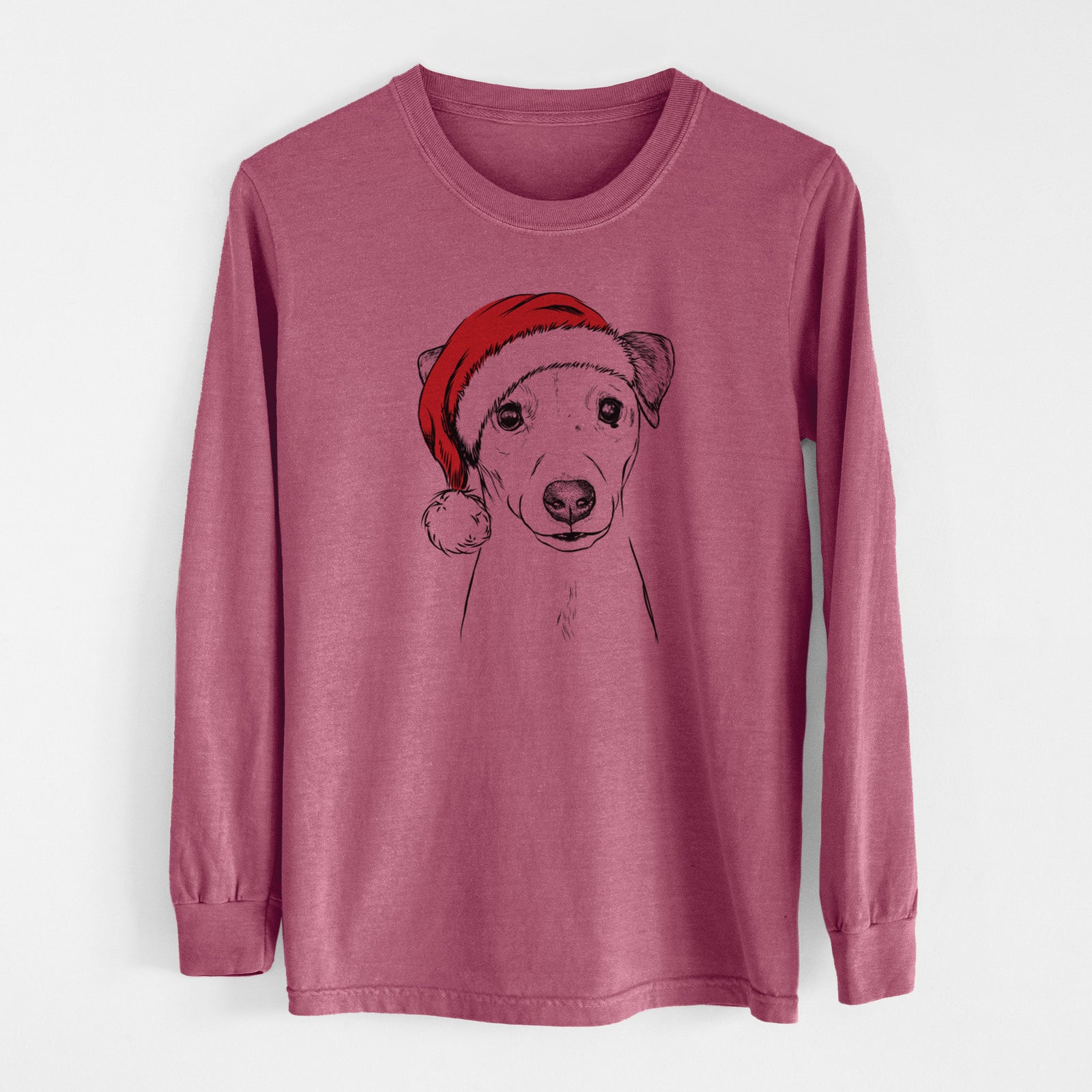 Santa Ally the Jack Russell Terrier - Men's Heavyweight 100% Cotton Long Sleeve