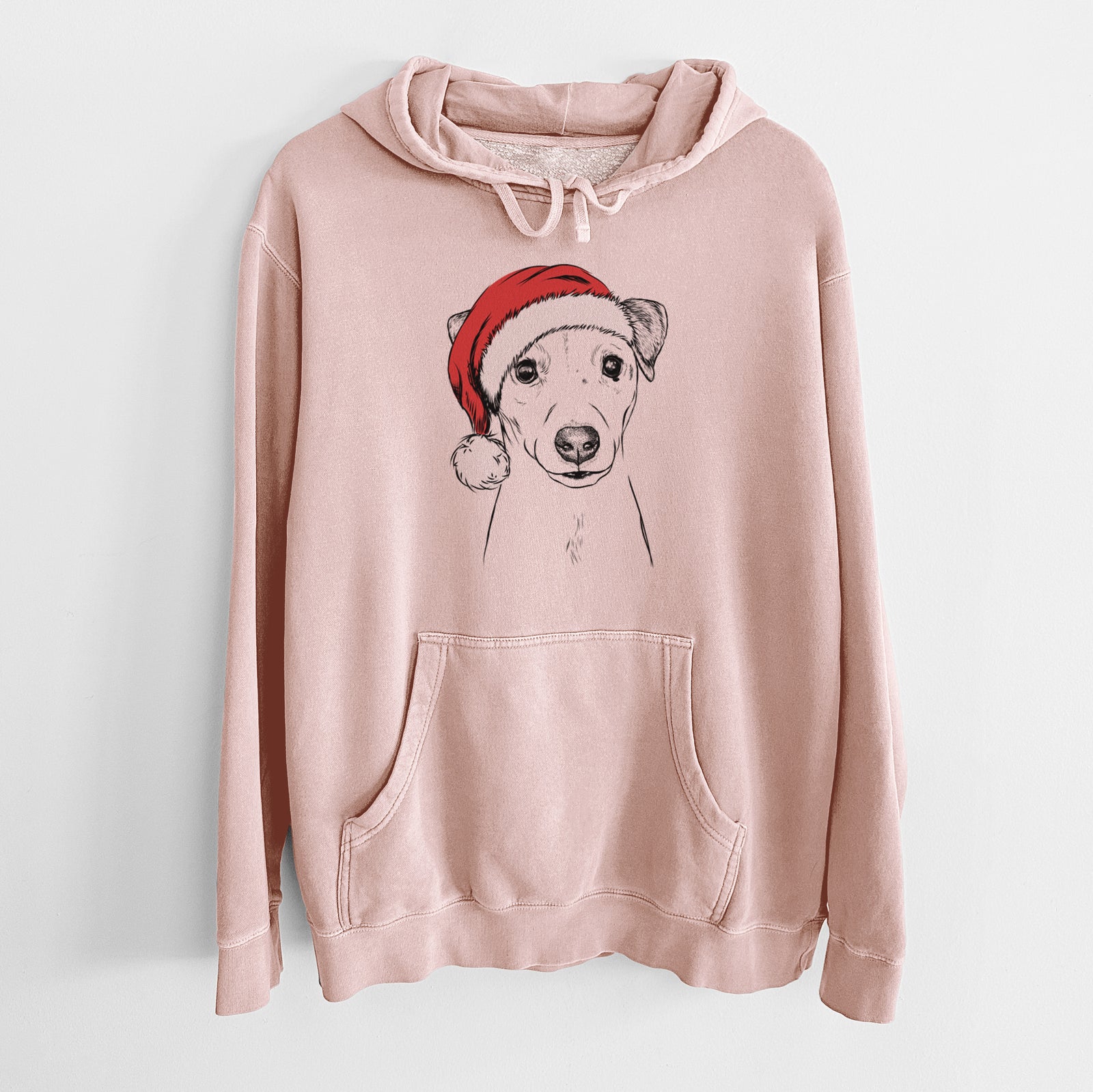 Santa Hat Ally the Jack Russell Terrier - Unisex Pigment Dyed Hoodie
