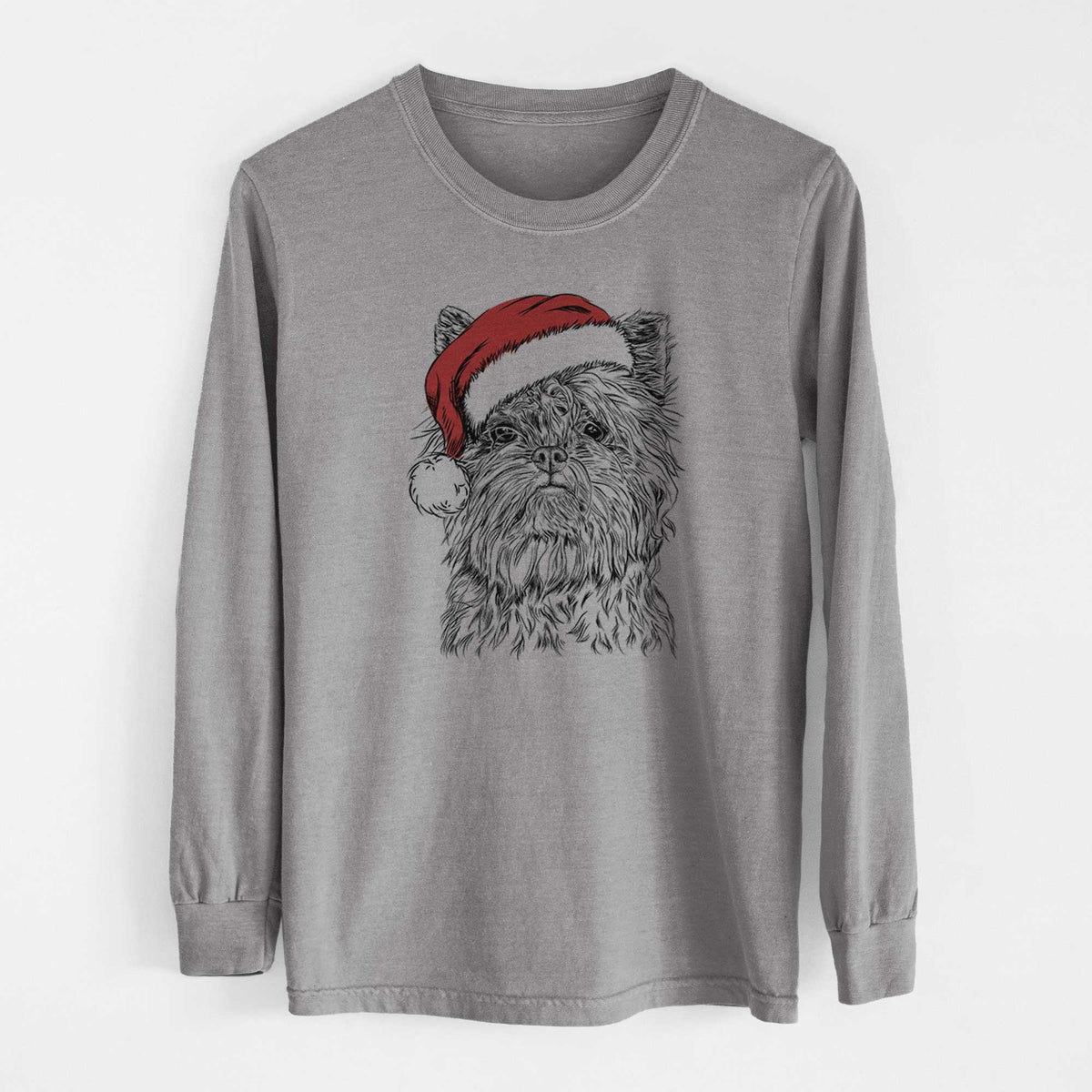 Santa Alvin the Affenpinscher - Men's Heavyweight 100% Cotton Long Sleeve