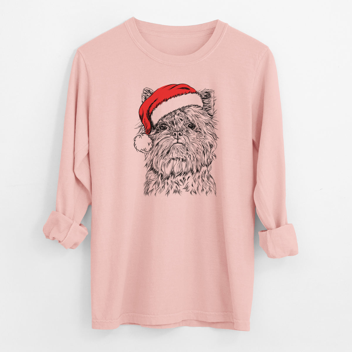 Santa Alvin the Affenpinscher - Men's Heavyweight 100% Cotton Long Sleeve