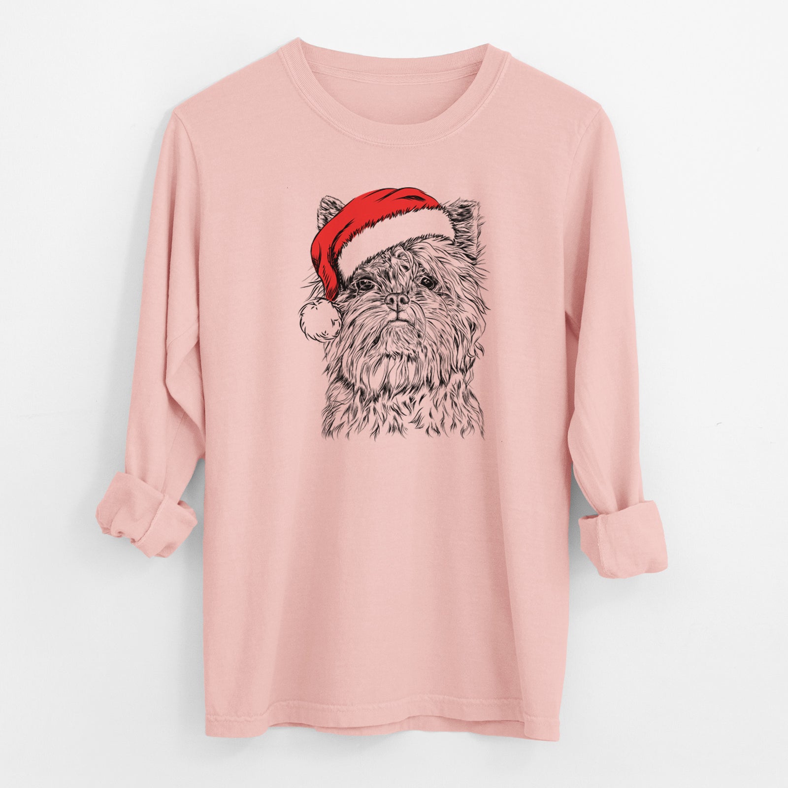 Santa Alvin the Affenpinscher - Men's Heavyweight 100% Cotton Long Sleeve