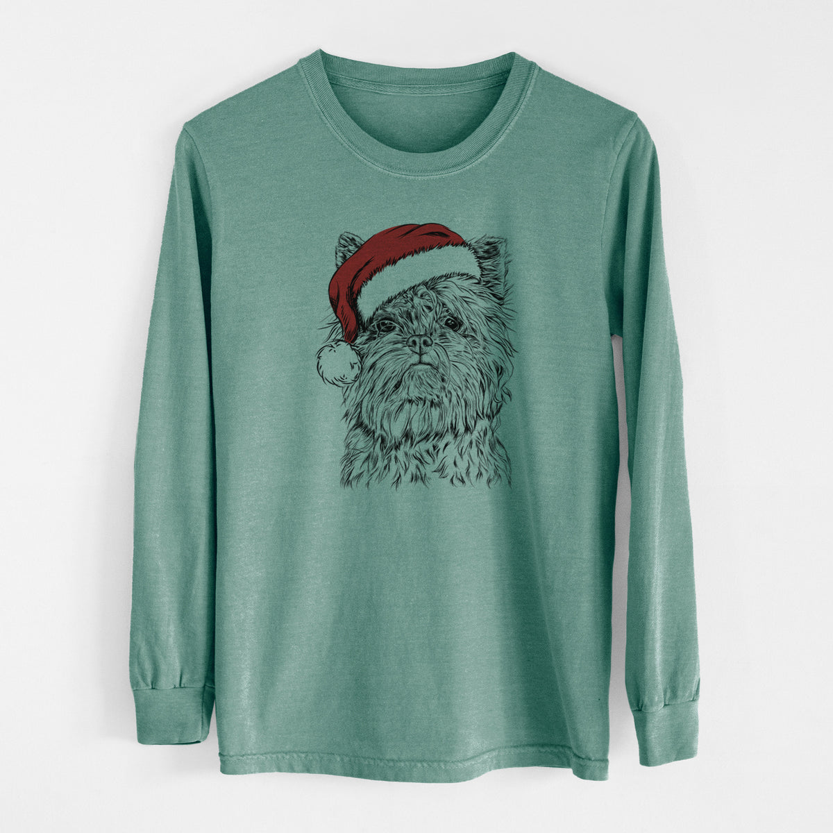 Santa Alvin the Affenpinscher - Men's Heavyweight 100% Cotton Long Sleeve