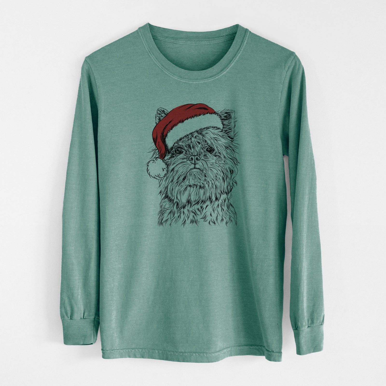 Santa Alvin the Affenpinscher - Men's Heavyweight 100% Cotton Long Sleeve