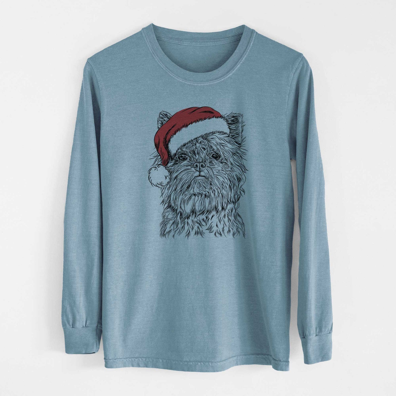 Santa Alvin the Affenpinscher - Men's Heavyweight 100% Cotton Long Sleeve