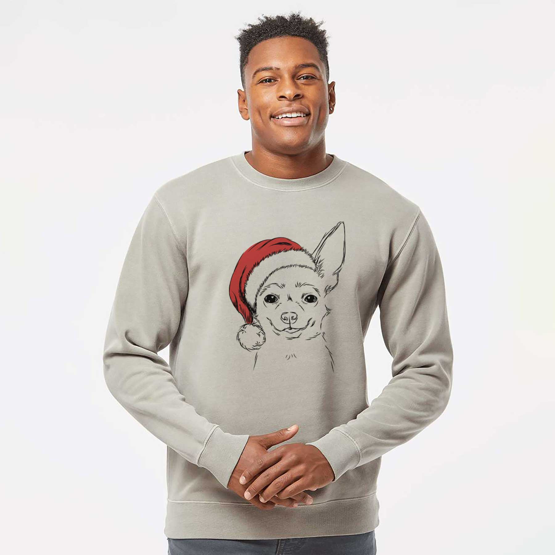 Santa Amos the Chihuahua - Unisex Pigment Dyed Crew Sweatshirt