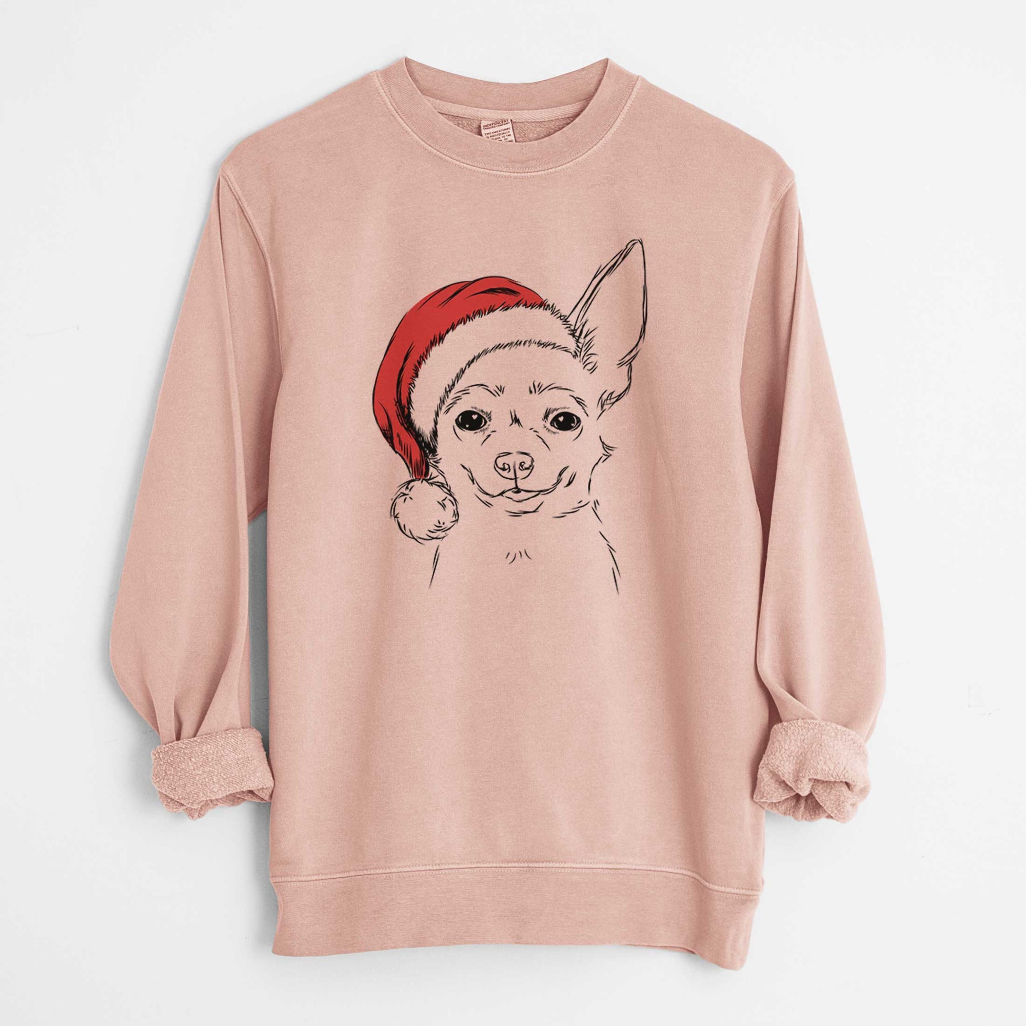 Santa Amos the Chihuahua - Unisex Pigment Dyed Crew Sweatshirt