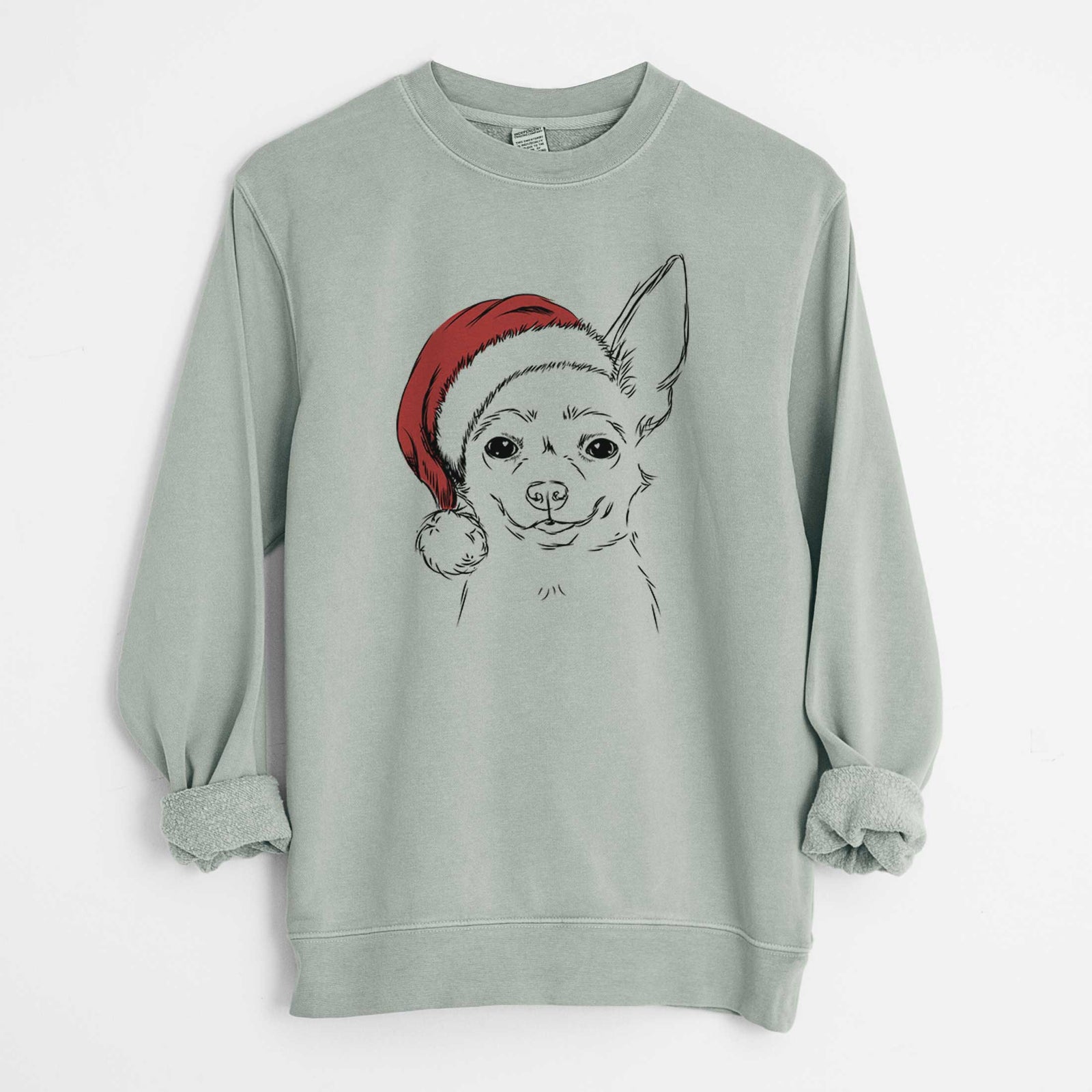Santa Amos the Chihuahua - Unisex Pigment Dyed Crew Sweatshirt