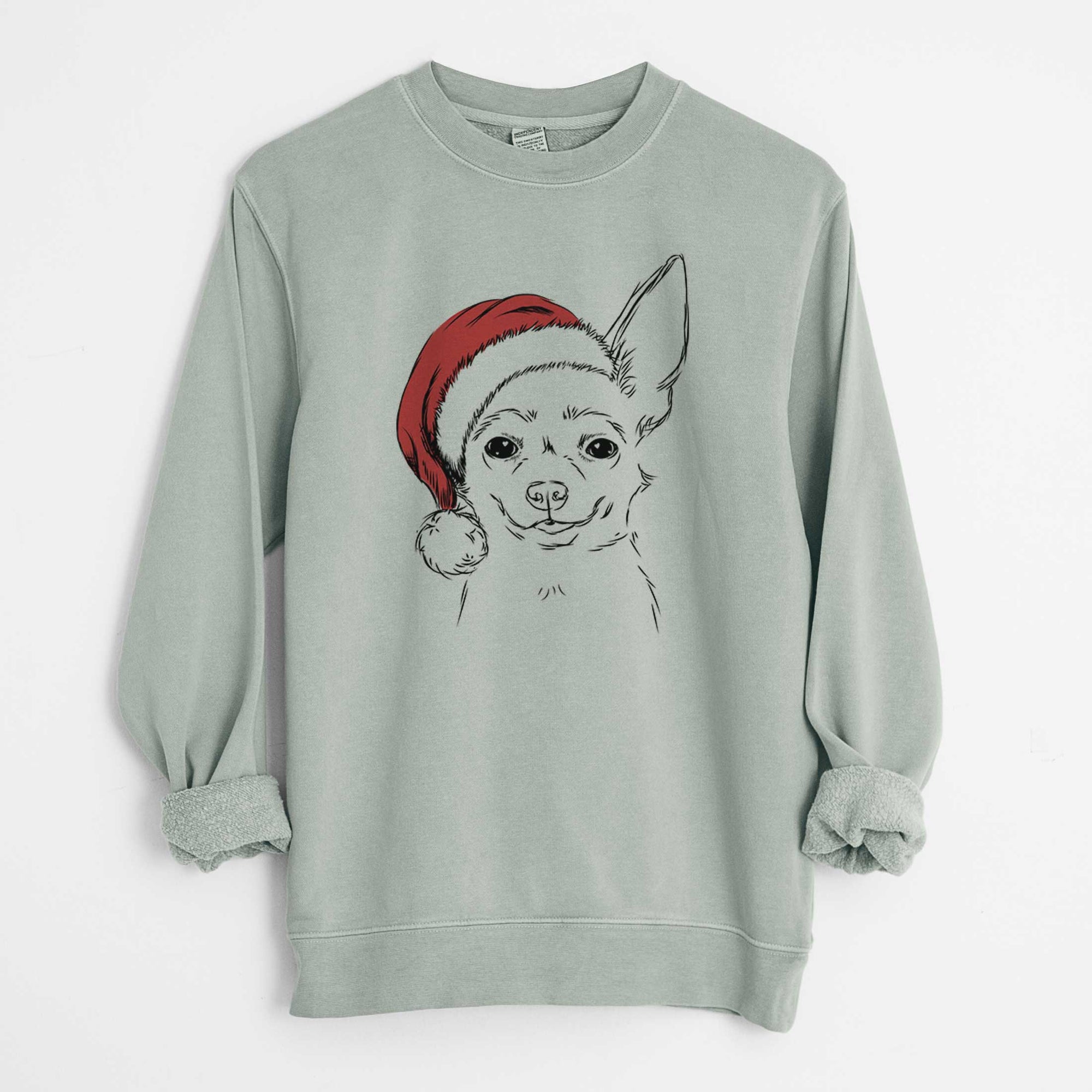 Santa Amos the Chihuahua - Unisex Pigment Dyed Crew Sweatshirt