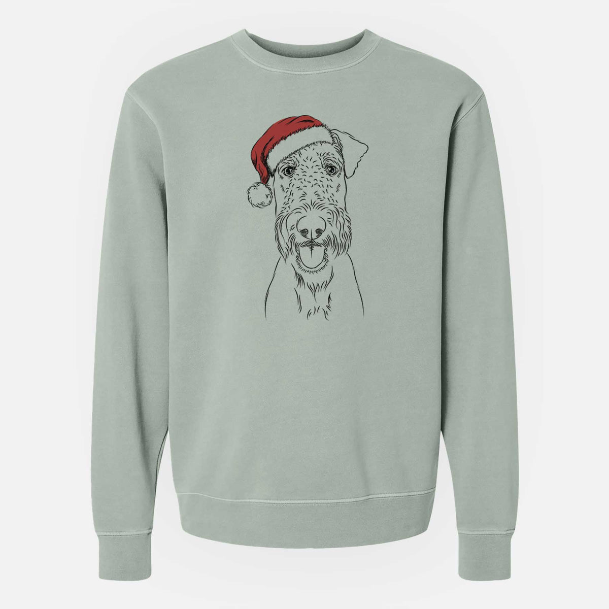 Santa Andy the Airedale Terrier - Unisex Pigment Dyed Crew Sweatshirt