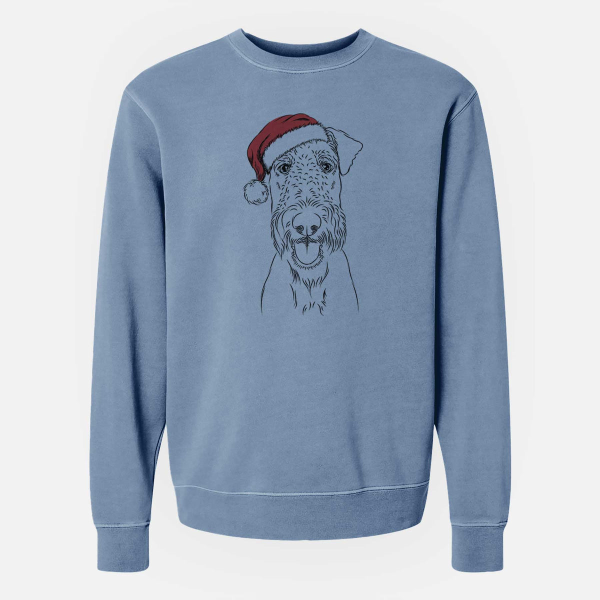Santa Andy the Airedale Terrier - Unisex Pigment Dyed Crew Sweatshirt