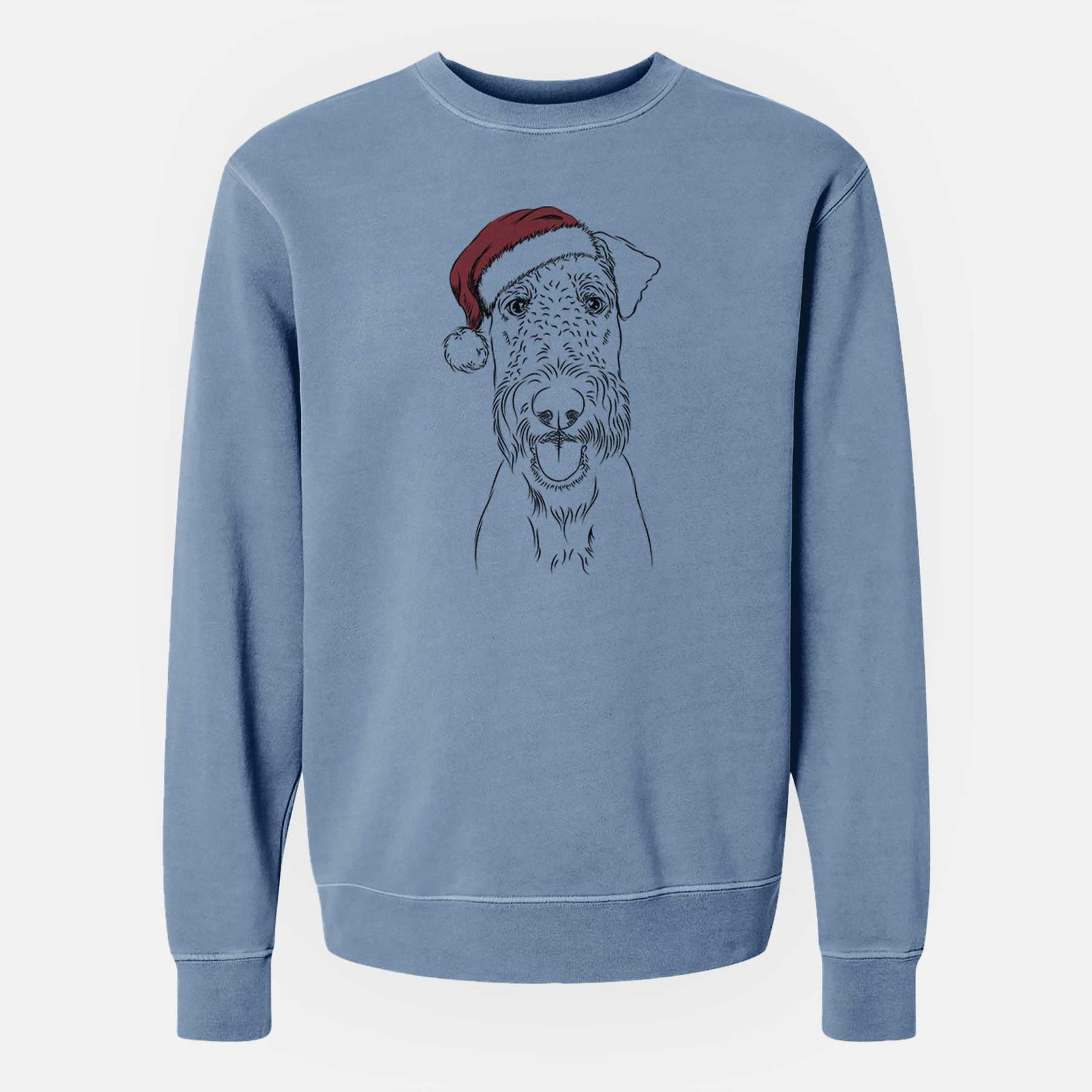 Santa Andy the Airedale Terrier - Unisex Pigment Dyed Crew Sweatshirt