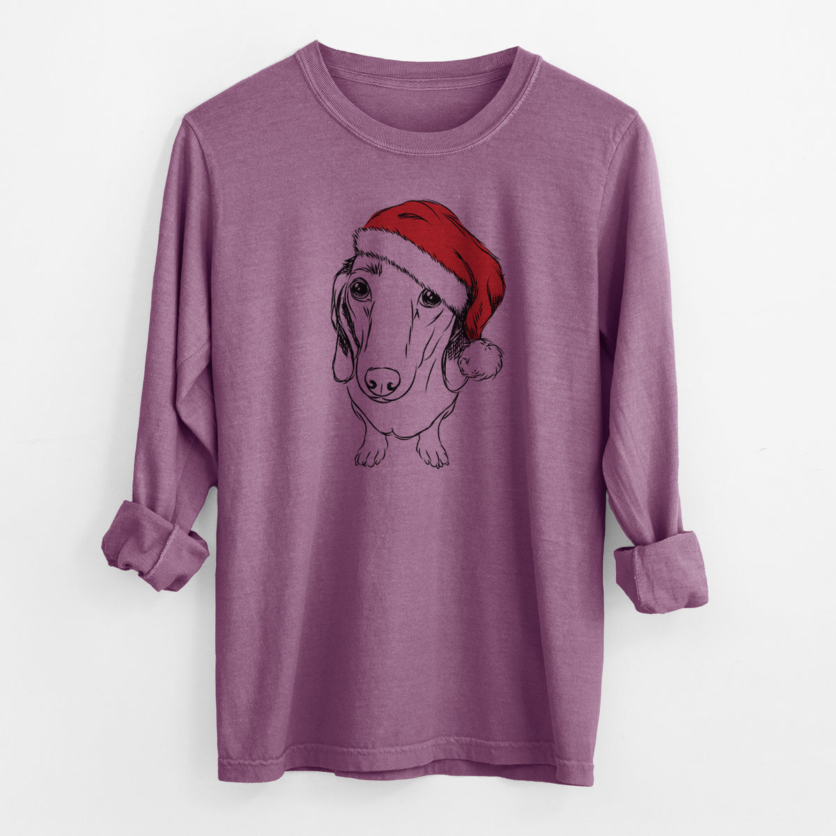 Santa Annabelle the Dachshund - Men's Heavyweight 100% Cotton Long Sleeve