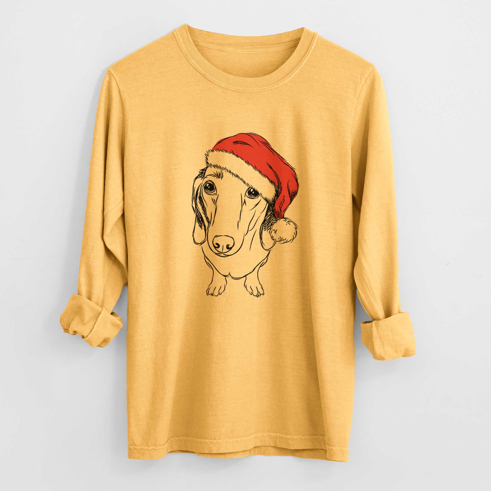 Santa Annabelle the Dachshund - Men's Heavyweight 100% Cotton Long Sleeve