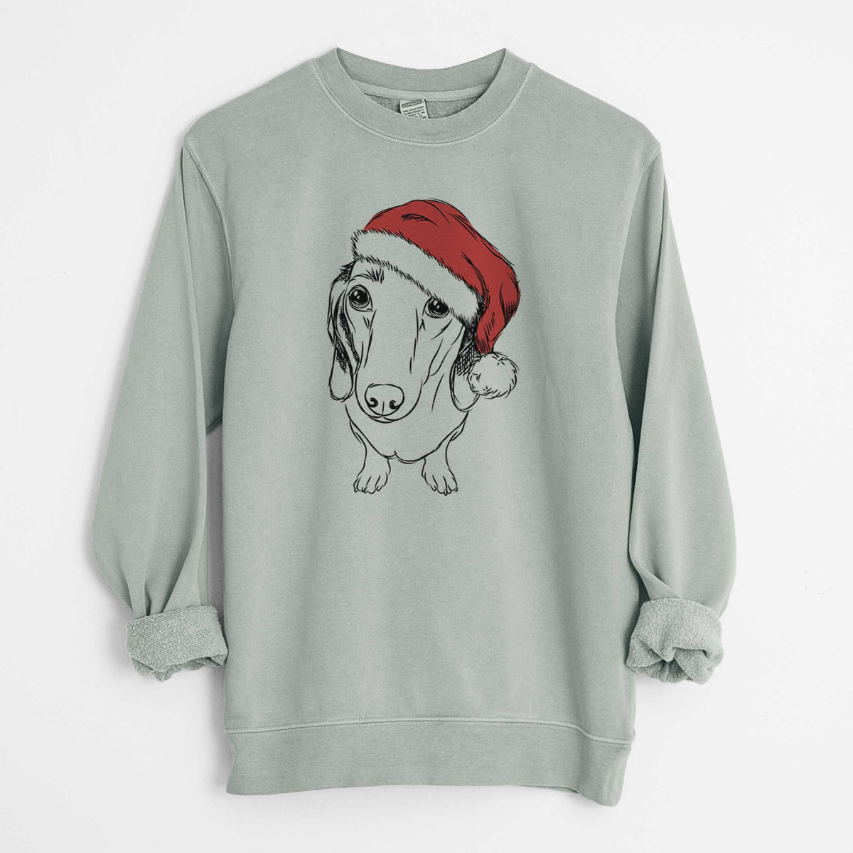Santa Annabelle the Dachshund - Unisex Pigment Dyed Crew Sweatshirt