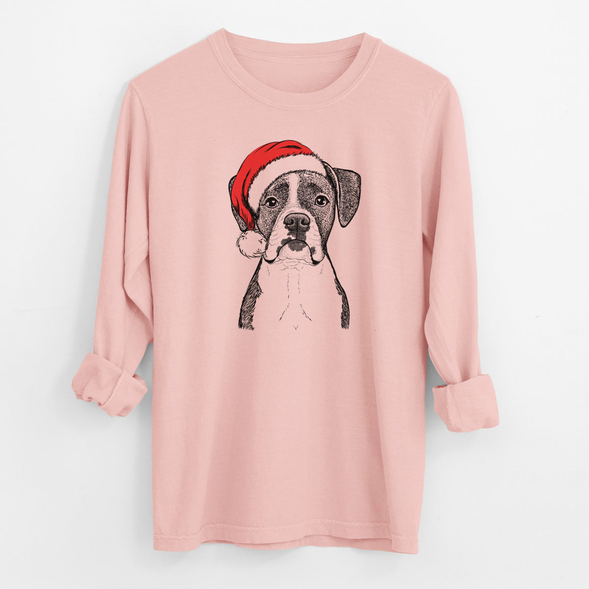 Santa Annie the Boxer - Men's Heavyweight 100% Cotton Long Sleeve