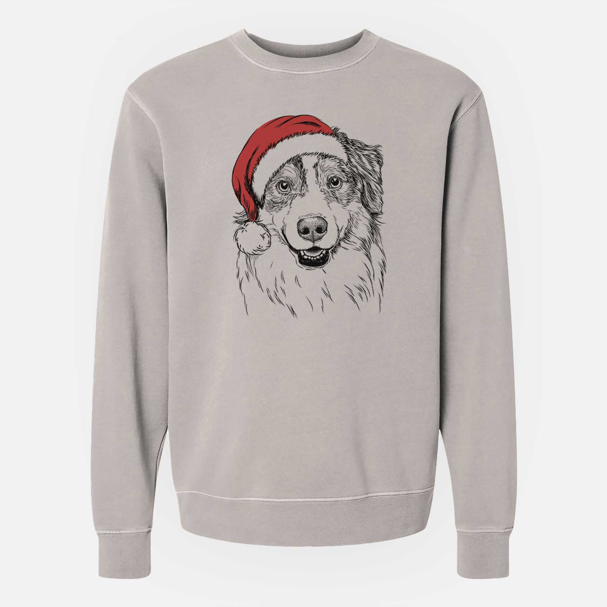 Santa Aonghus the Australian Shepherd - Unisex Pigment Dyed Crew Sweatshirt