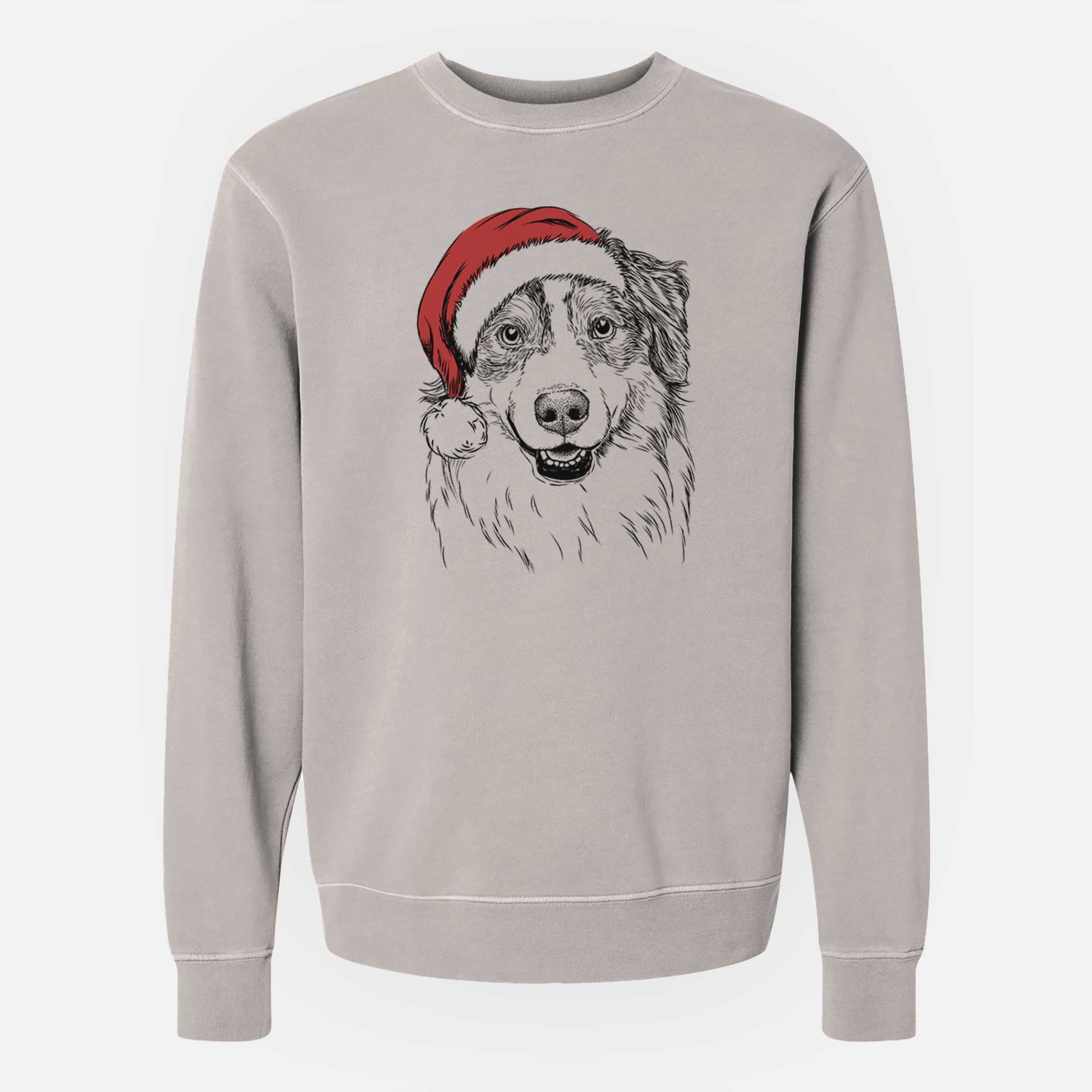 Santa Aonghus the Australian Shepherd - Unisex Pigment Dyed Crew Sweatshirt