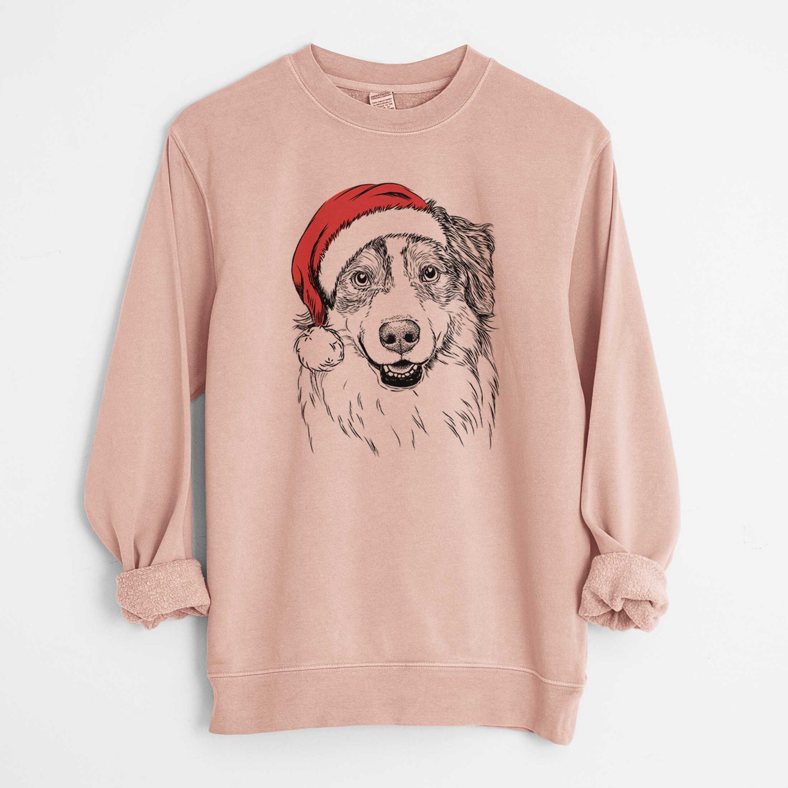 Santa Aonghus the Australian Shepherd - Unisex Pigment Dyed Crew Sweatshirt