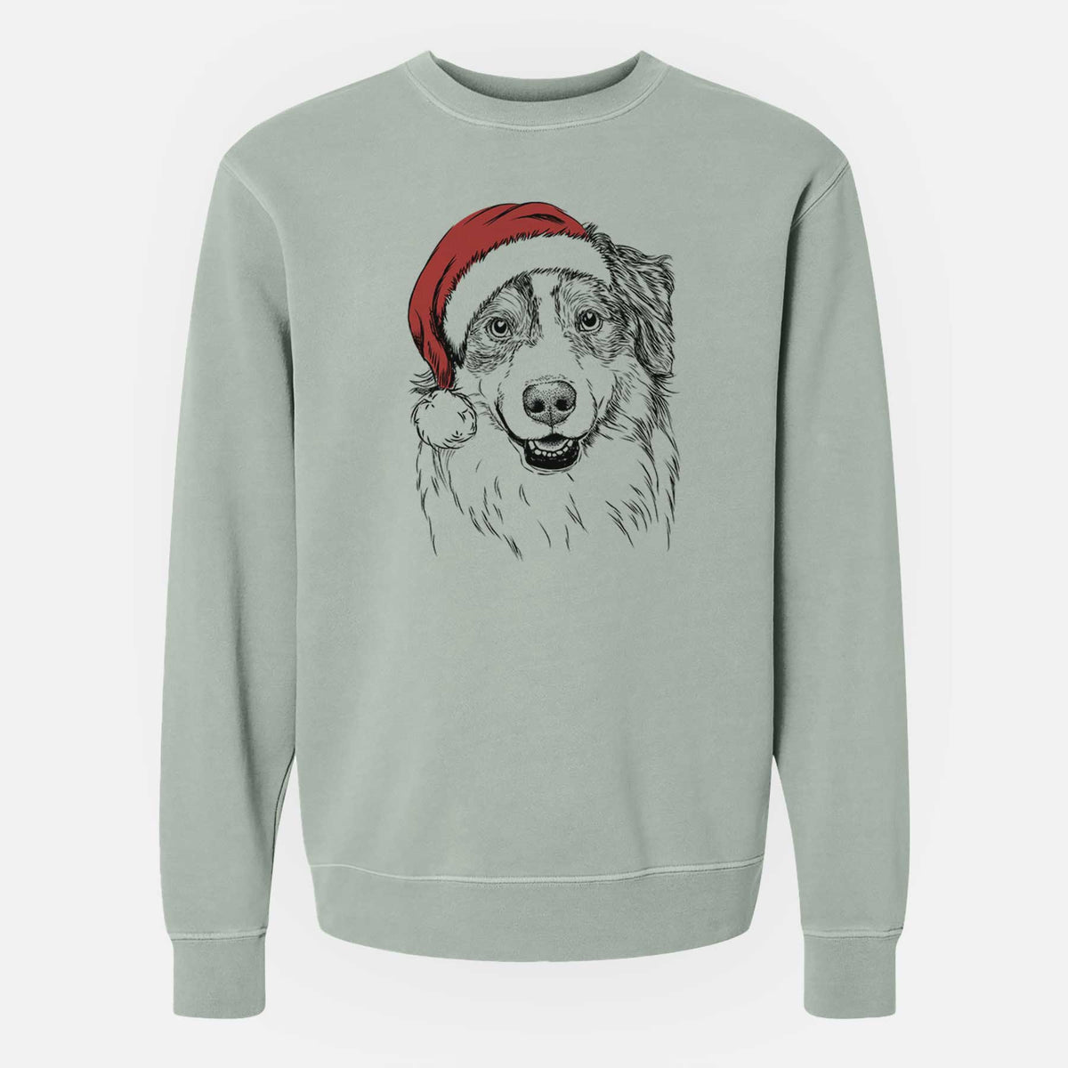 Santa Aonghus the Australian Shepherd - Unisex Pigment Dyed Crew Sweatshirt