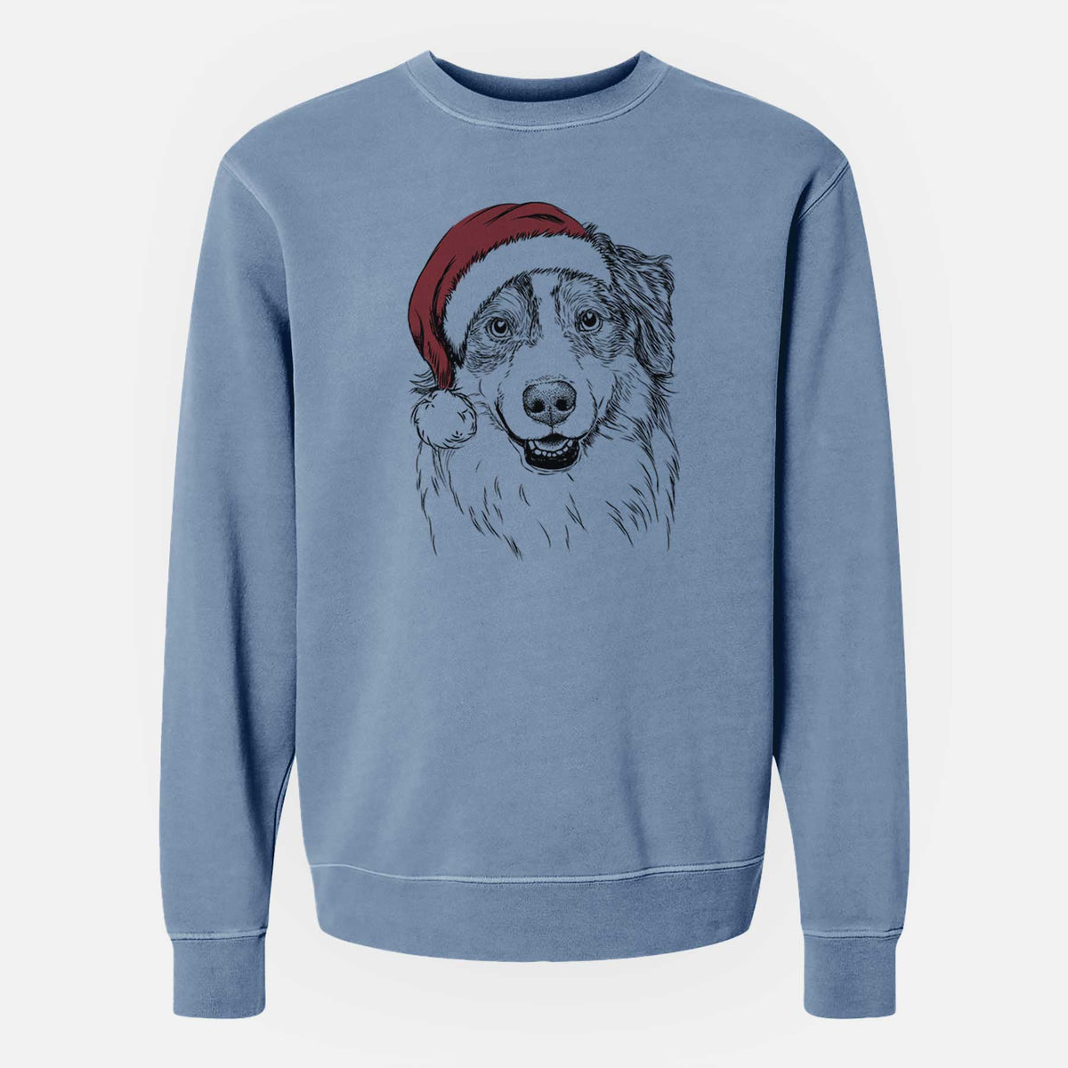 Santa Aonghus the Australian Shepherd - Unisex Pigment Dyed Crew Sweatshirt