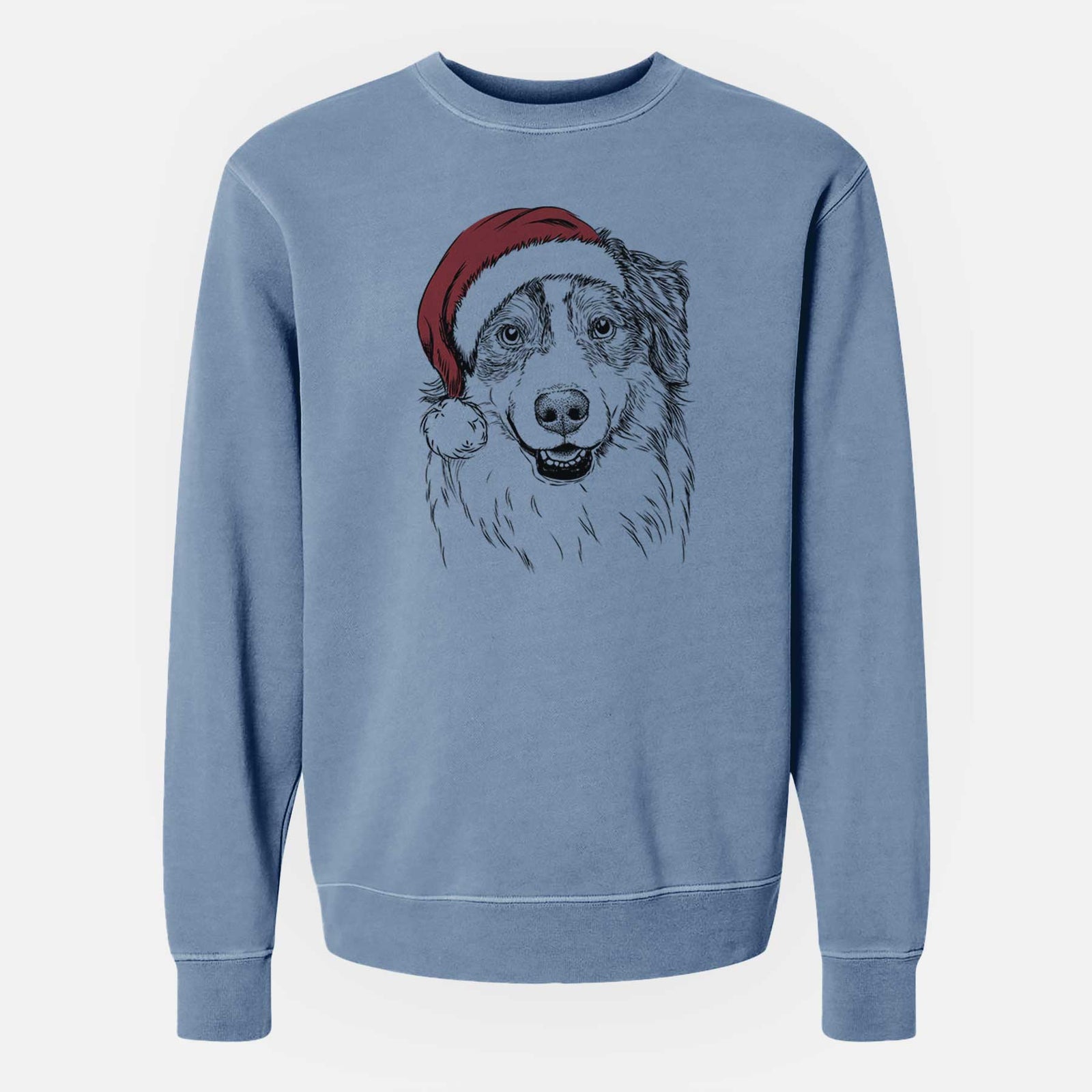 Santa Aonghus the Australian Shepherd - Unisex Pigment Dyed Crew Sweatshirt