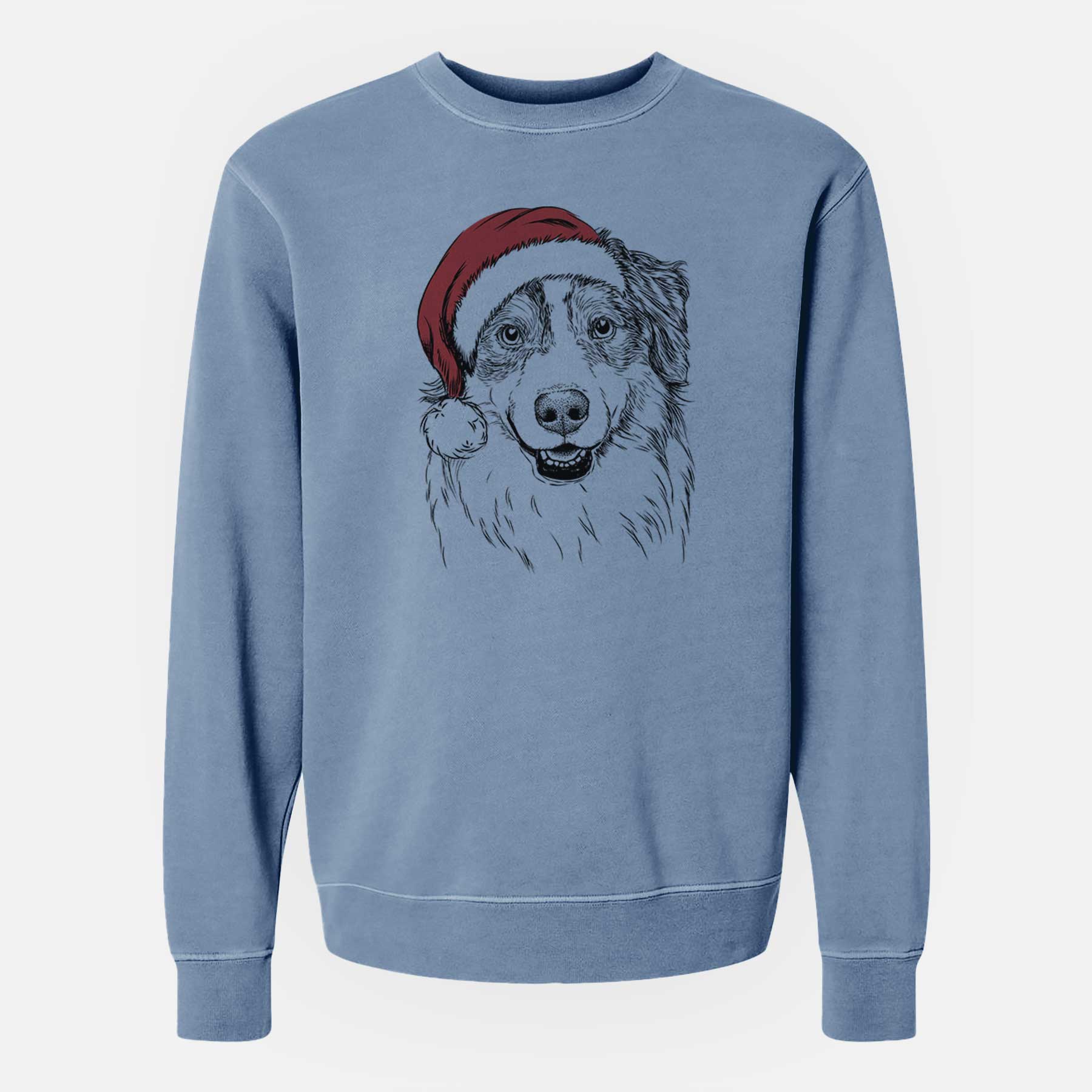 Santa Aonghus the Australian Shepherd - Unisex Pigment Dyed Crew Sweatshirt