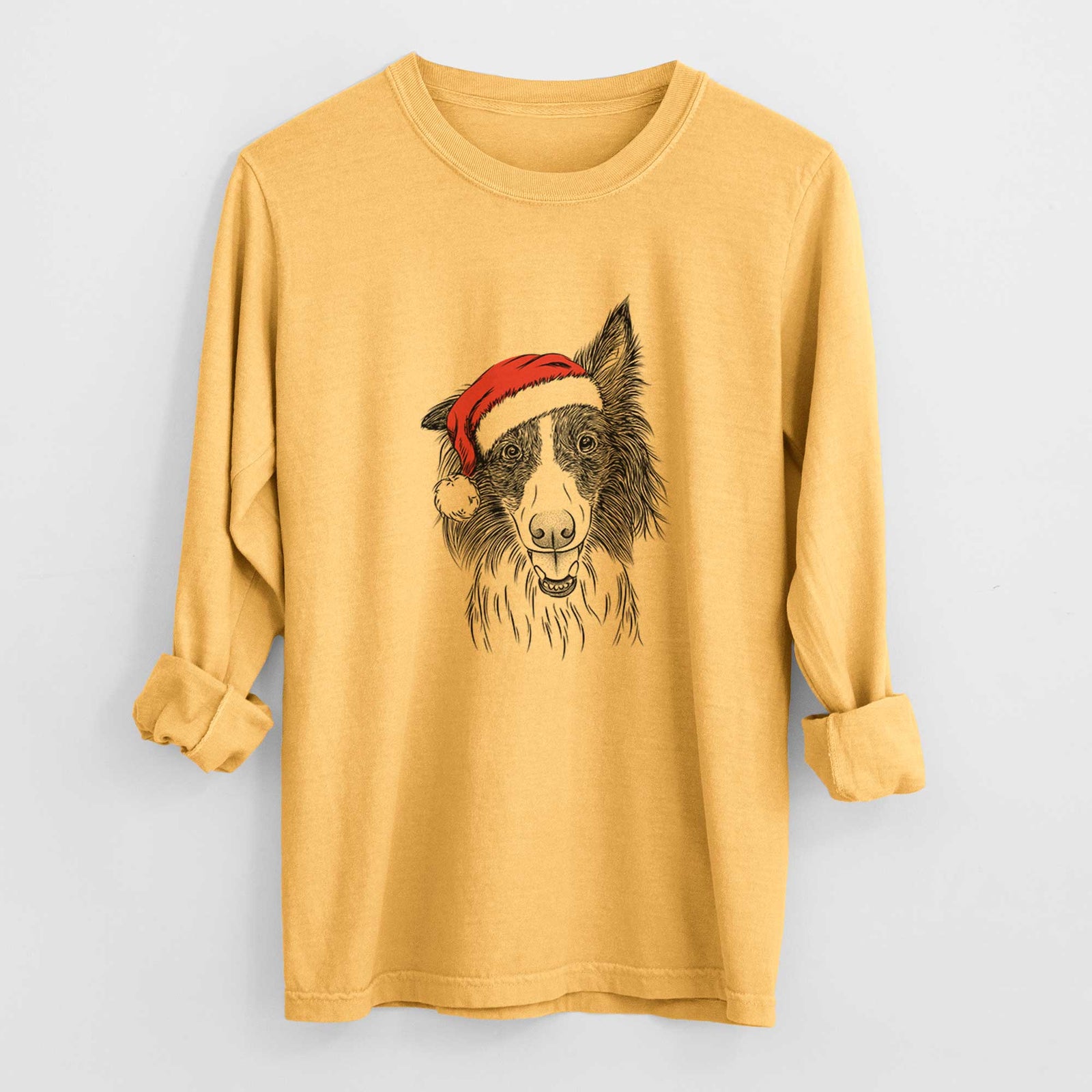 Santa Archie the Silken Windhound - Men's Heavyweight 100% Cotton Long Sleeve