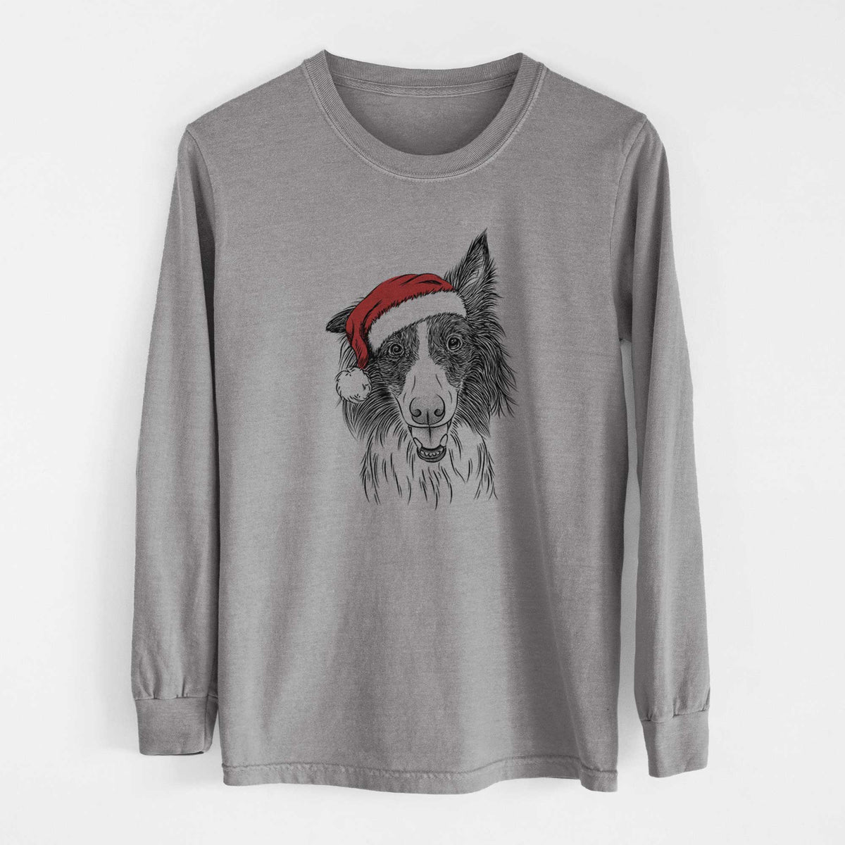 Santa Archie the Silken Windhound - Men's Heavyweight 100% Cotton Long Sleeve