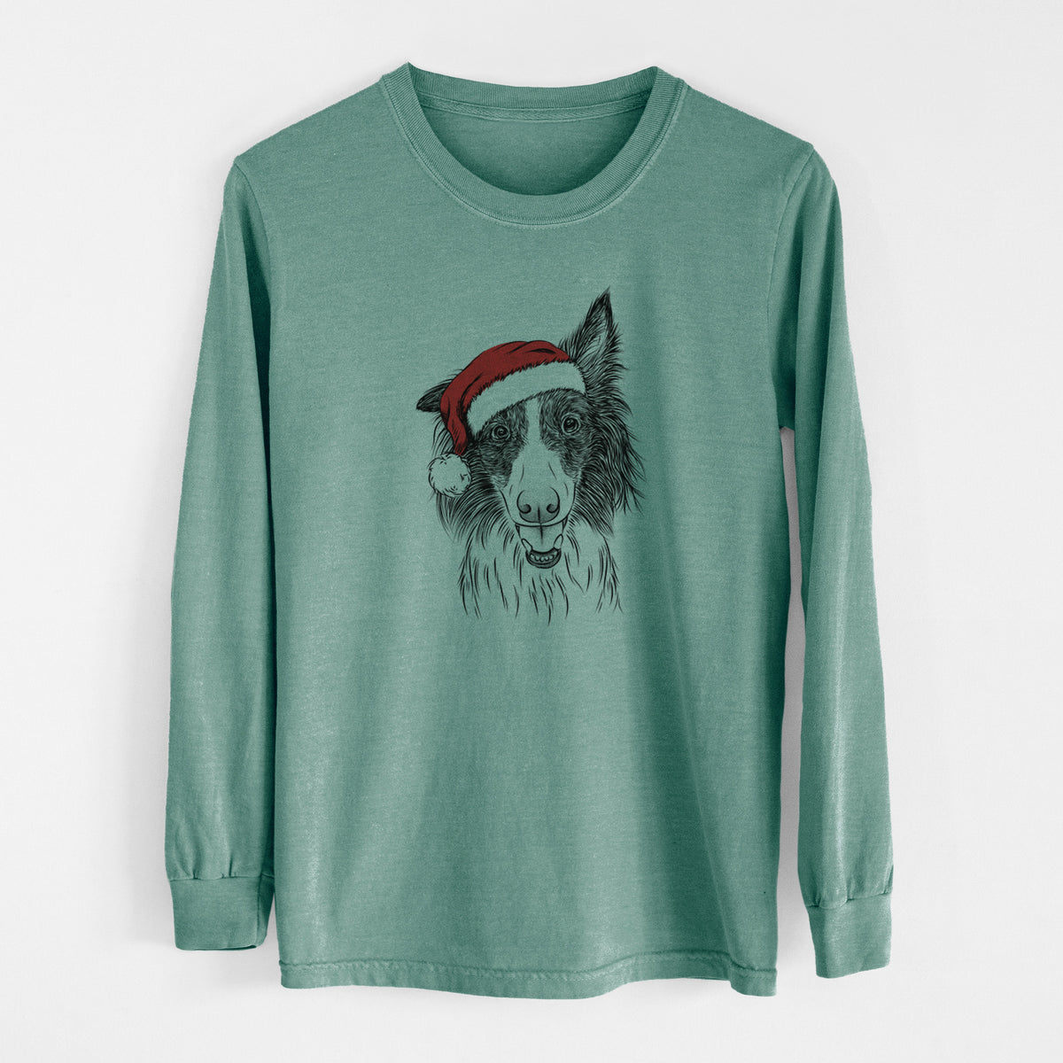 Santa Archie the Silken Windhound - Men's Heavyweight 100% Cotton Long Sleeve