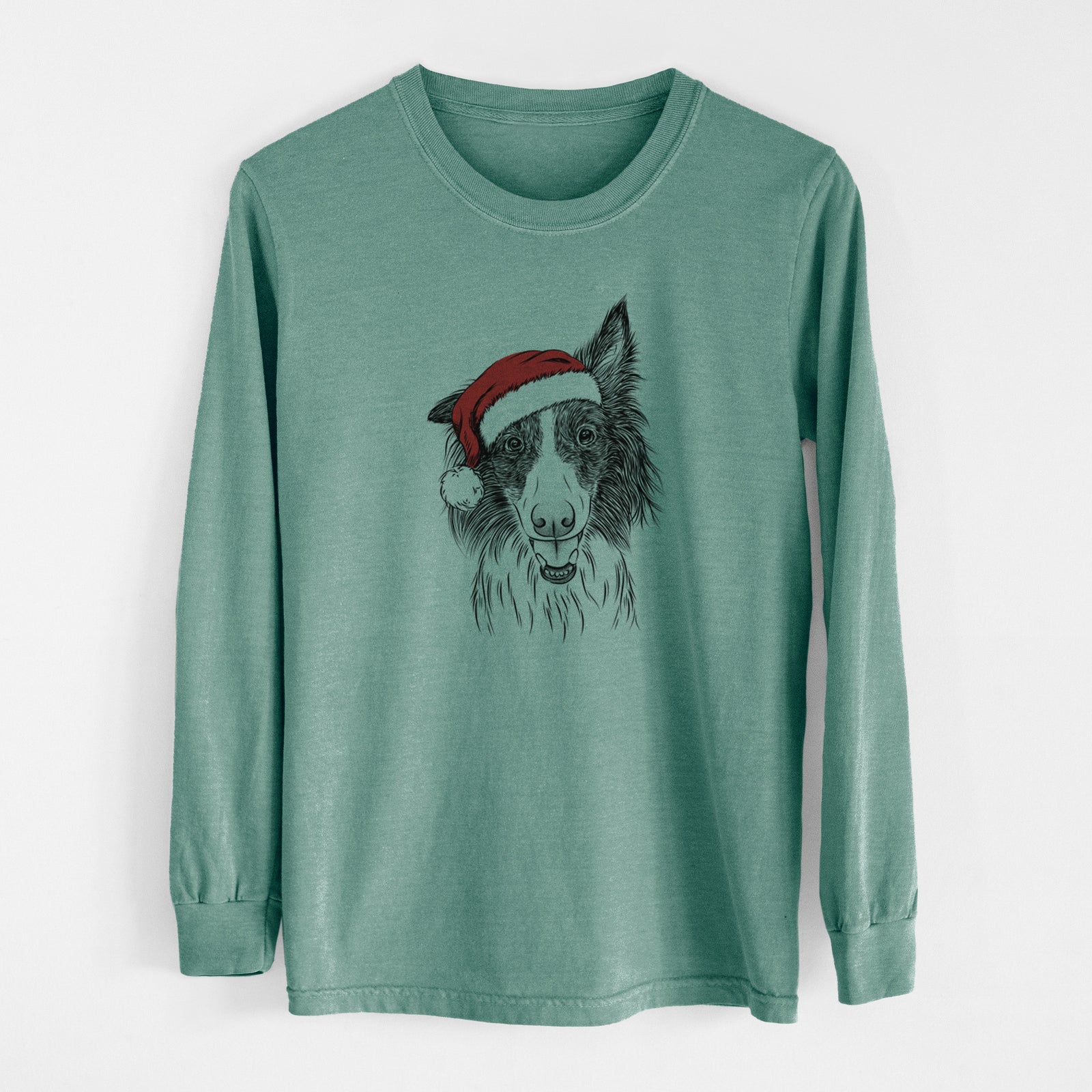 Santa Archie the Silken Windhound - Men's Heavyweight 100% Cotton Long Sleeve