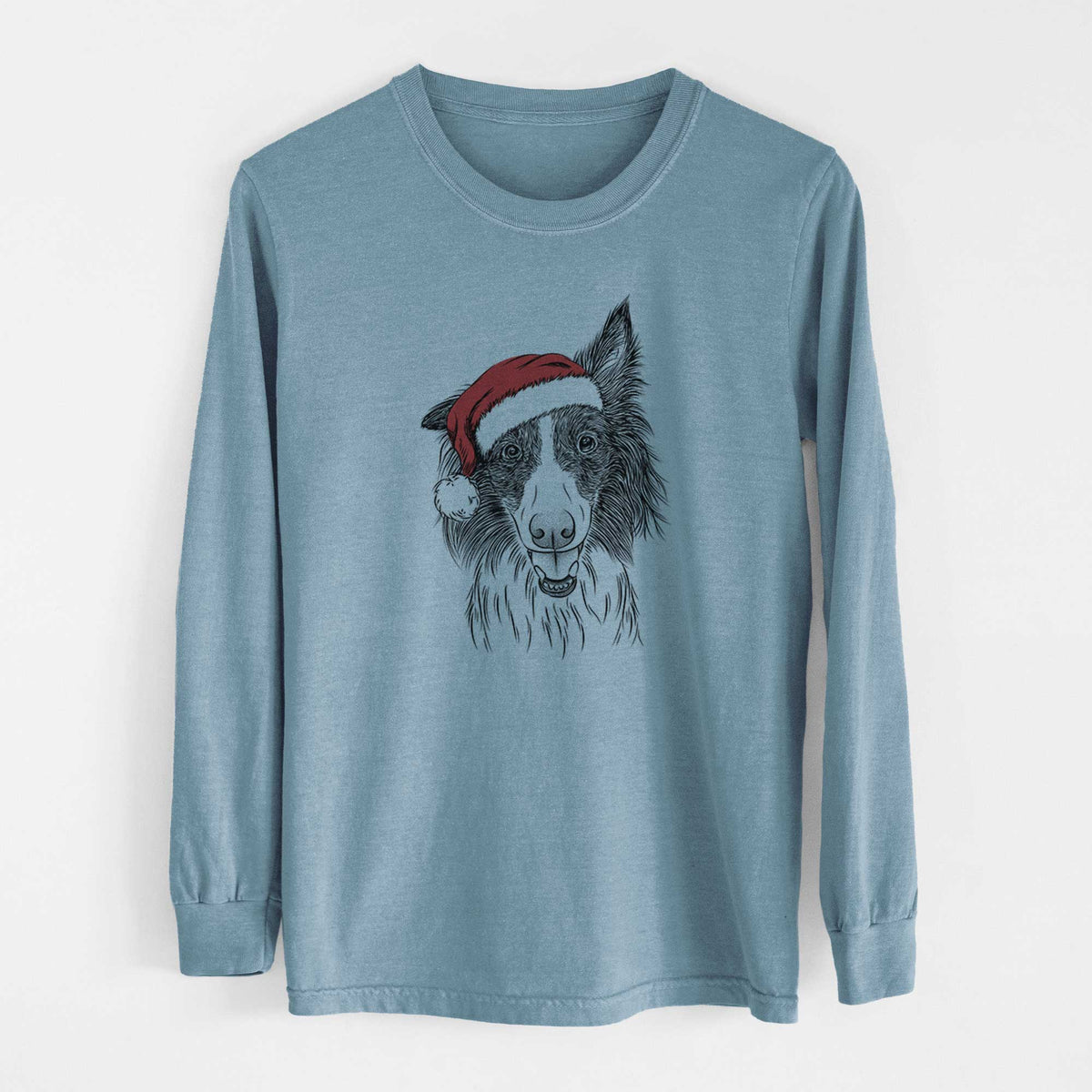 Santa Archie the Silken Windhound - Men's Heavyweight 100% Cotton Long Sleeve