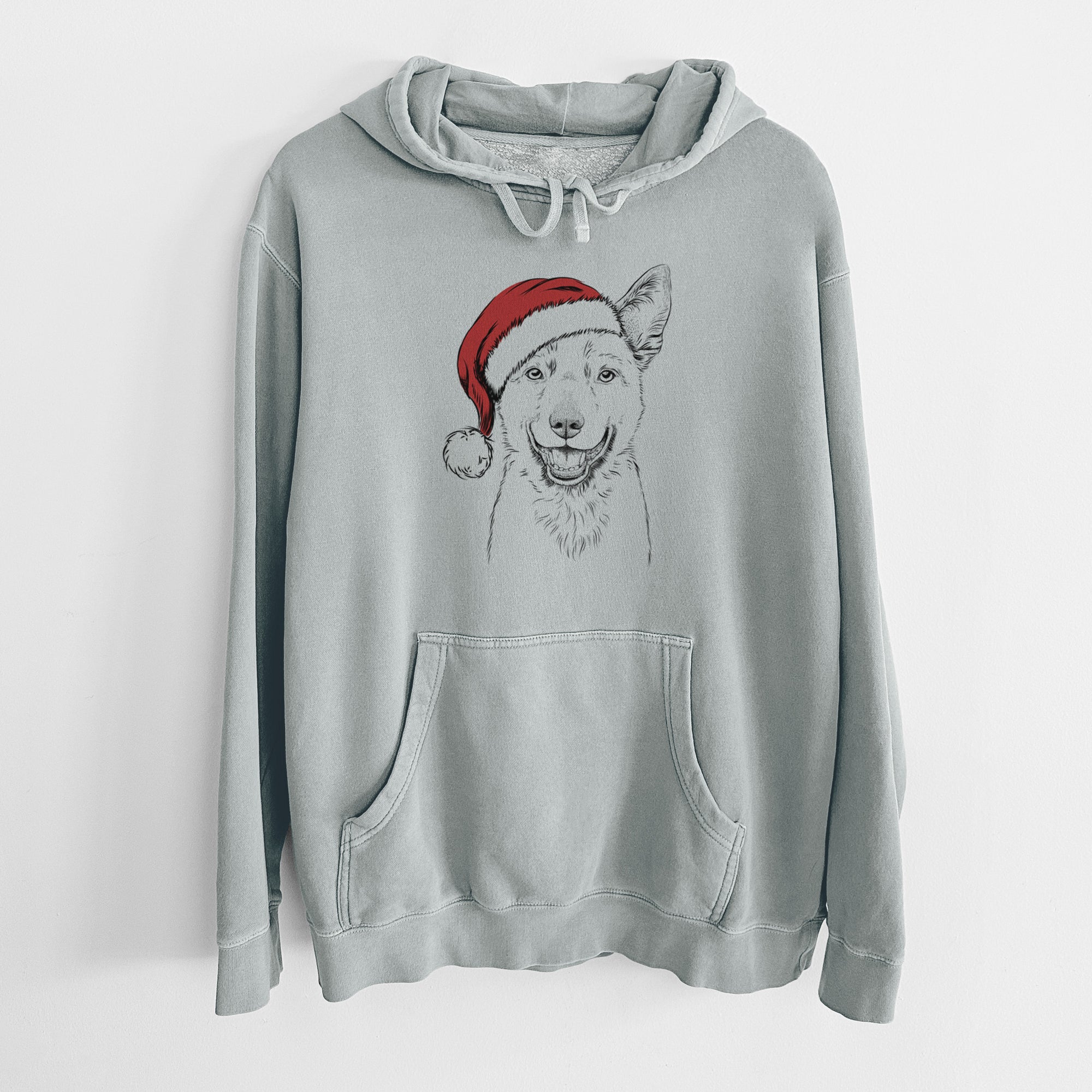 Santa Hat Arden the Australian Kelpie - Unisex Pigment Dyed Hoodie